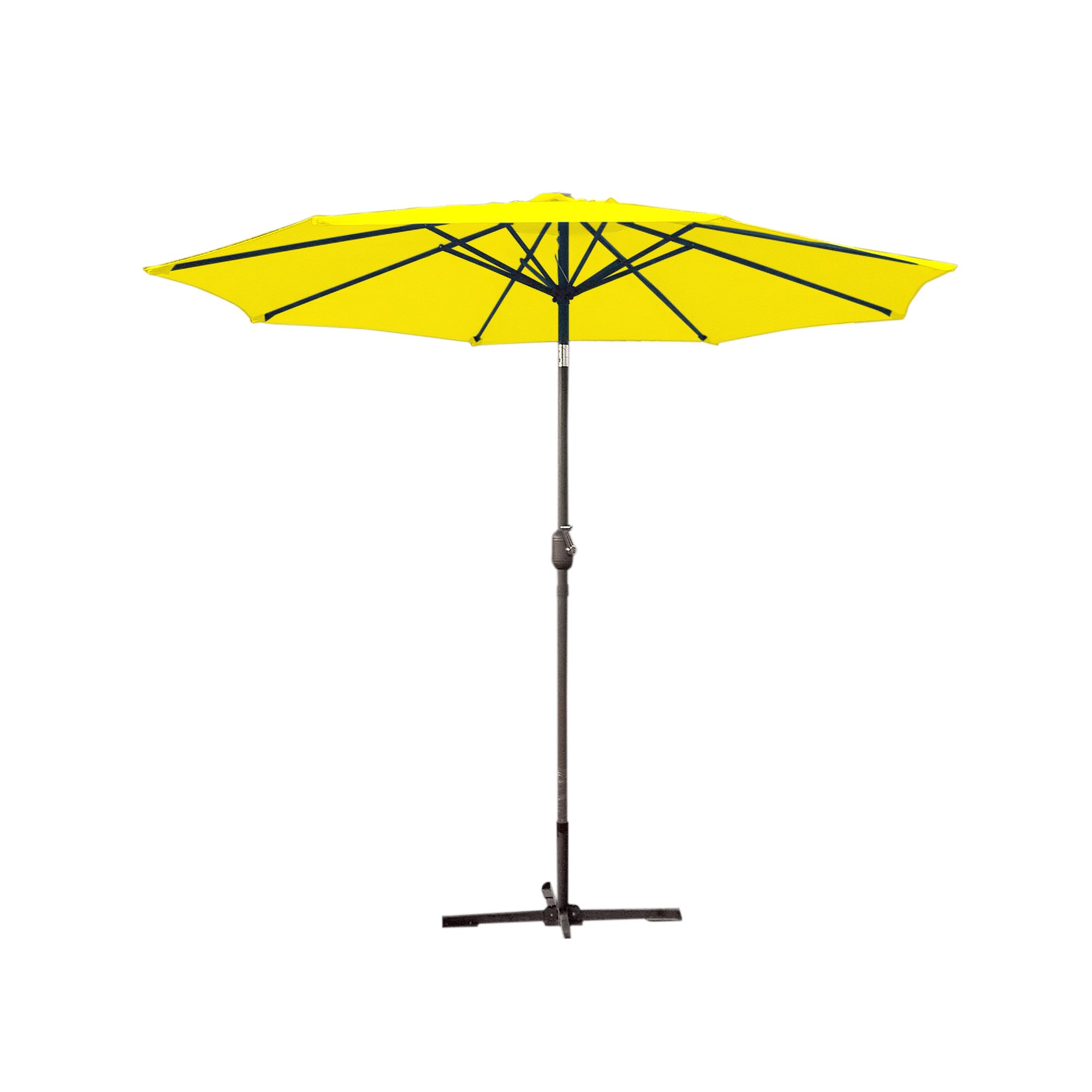 Jeco 9ft Aluminum Patio Umbrella with Crank Tilt - Yellow Canopy & Grey Pole for Outdoor Dining, Poolside, and Backyard Relaxation