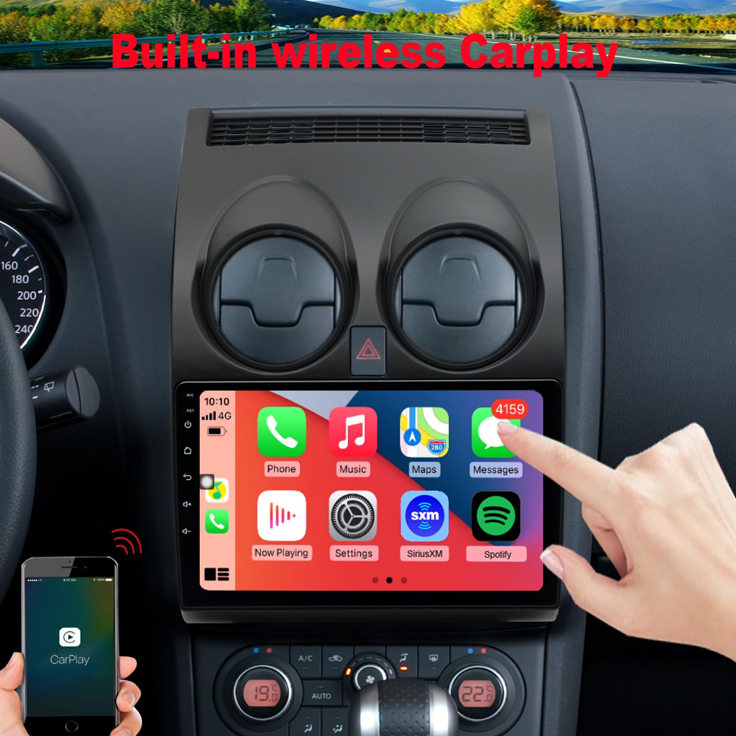 Nissan Rogue Radio Upgrade 2008-2013 | Android Stereo Replacement with 1280x720 HD Touchscreen | Steering Wheel Control | Built-in Wireless CarPlay & Android Auto | Free Backup Camera | Perfect for Commuting & Road Trips