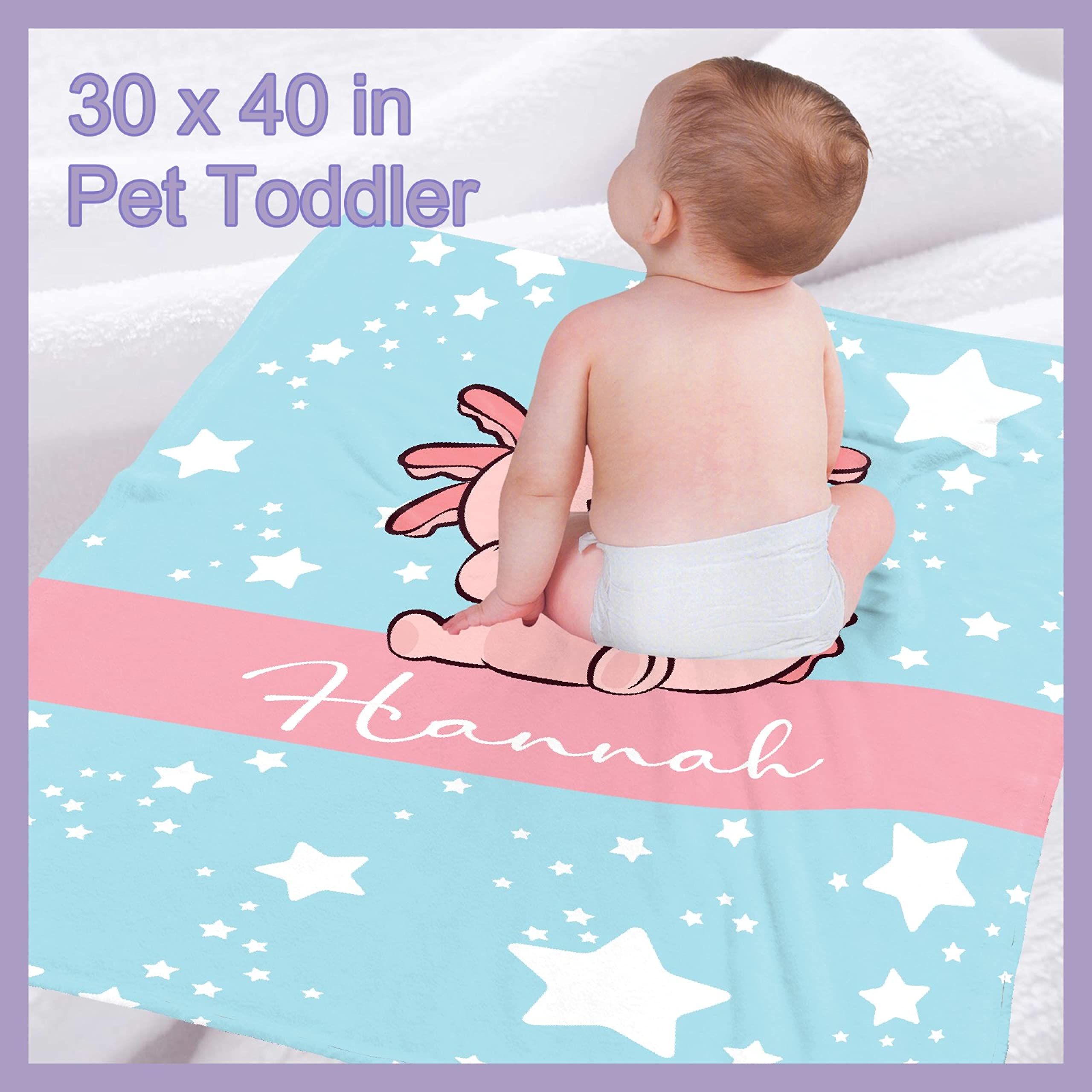 Personalized Axolotl Baby Blanket - Custom Name Fleece Throw Blanket for Boys & Girls | Large 120x90 Inch Soft Baby Shower Gift for Niece, Granddaughter | Nursery, Crib, Stroller, Travel & Family Cuddle Time