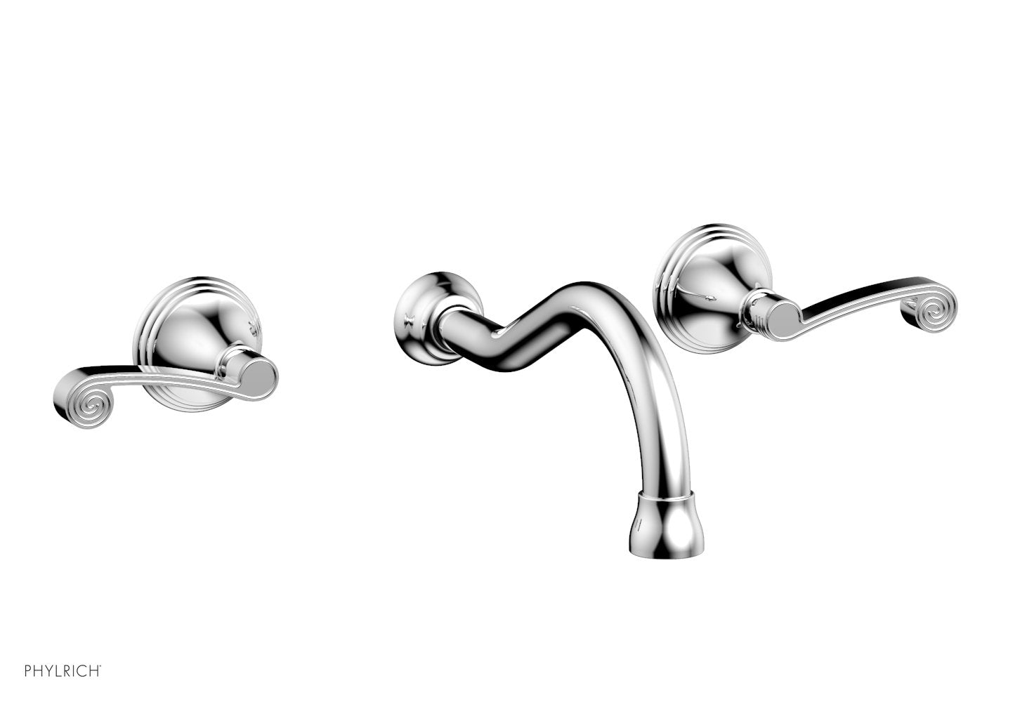 3RING Wall Lavatory Faucet Set with Curved Lever Handles - DWL206 - Perfect for Bathroom Sink, Powder Room and Guest Bath Installation