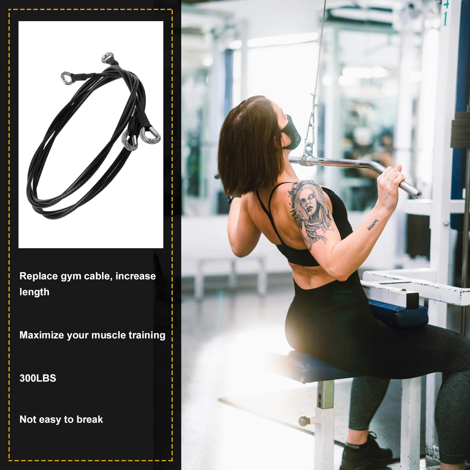 2-Pack 59-Inch (150cm) Fitness Resistance Bands with Carabiners - Heavy Duty Cable Extensions for Bowflex Home Gym Machines, Leg Workouts, Strength Training & Full Body Exercises - Perfect for Home Gym, CrossFit & Functional Training
