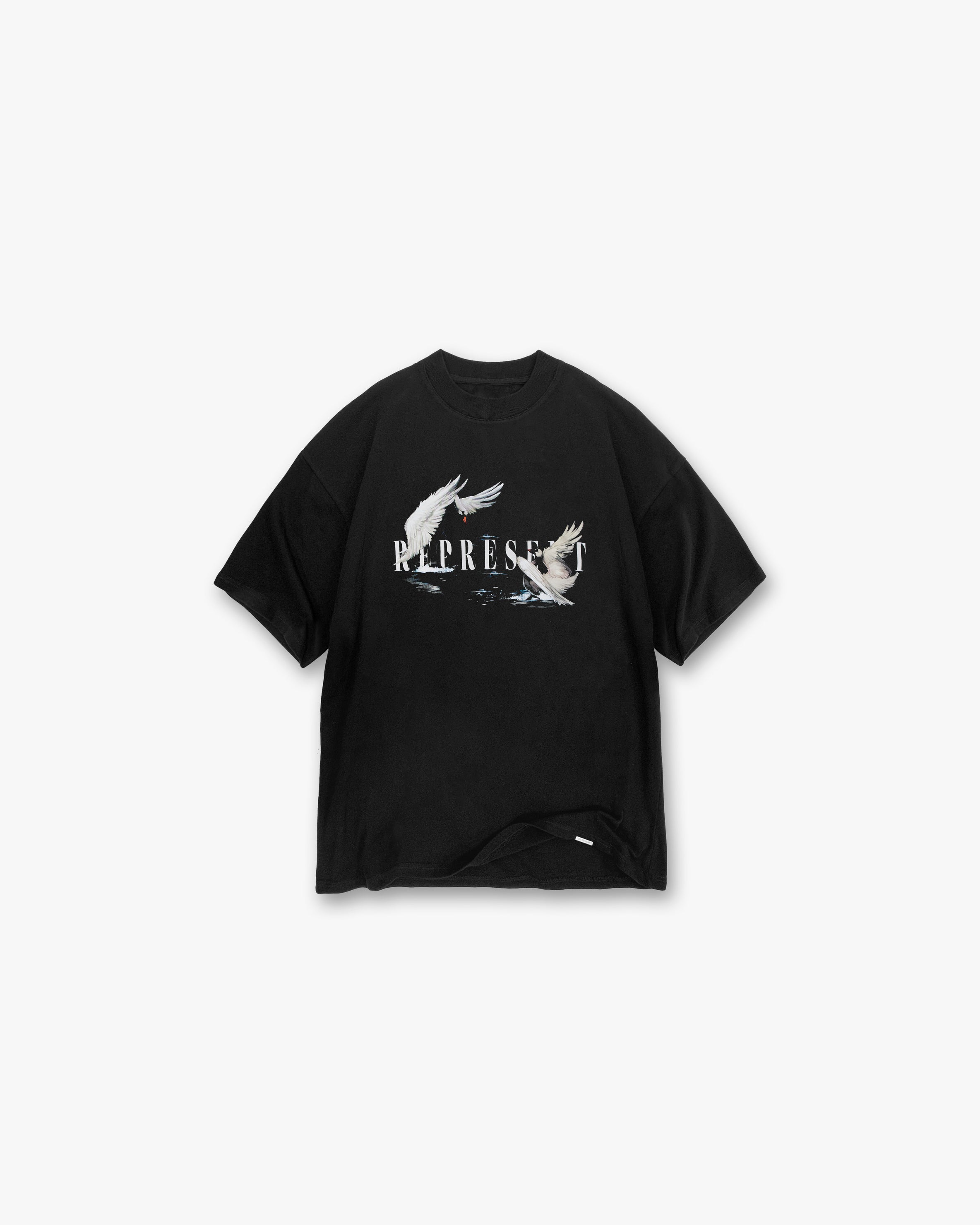 Swan Graphic T-Shirt for Men & Women - Soft Cotton Crewneck Tee in Off Black - Casual Wear for Everyday Outfits & Street Style