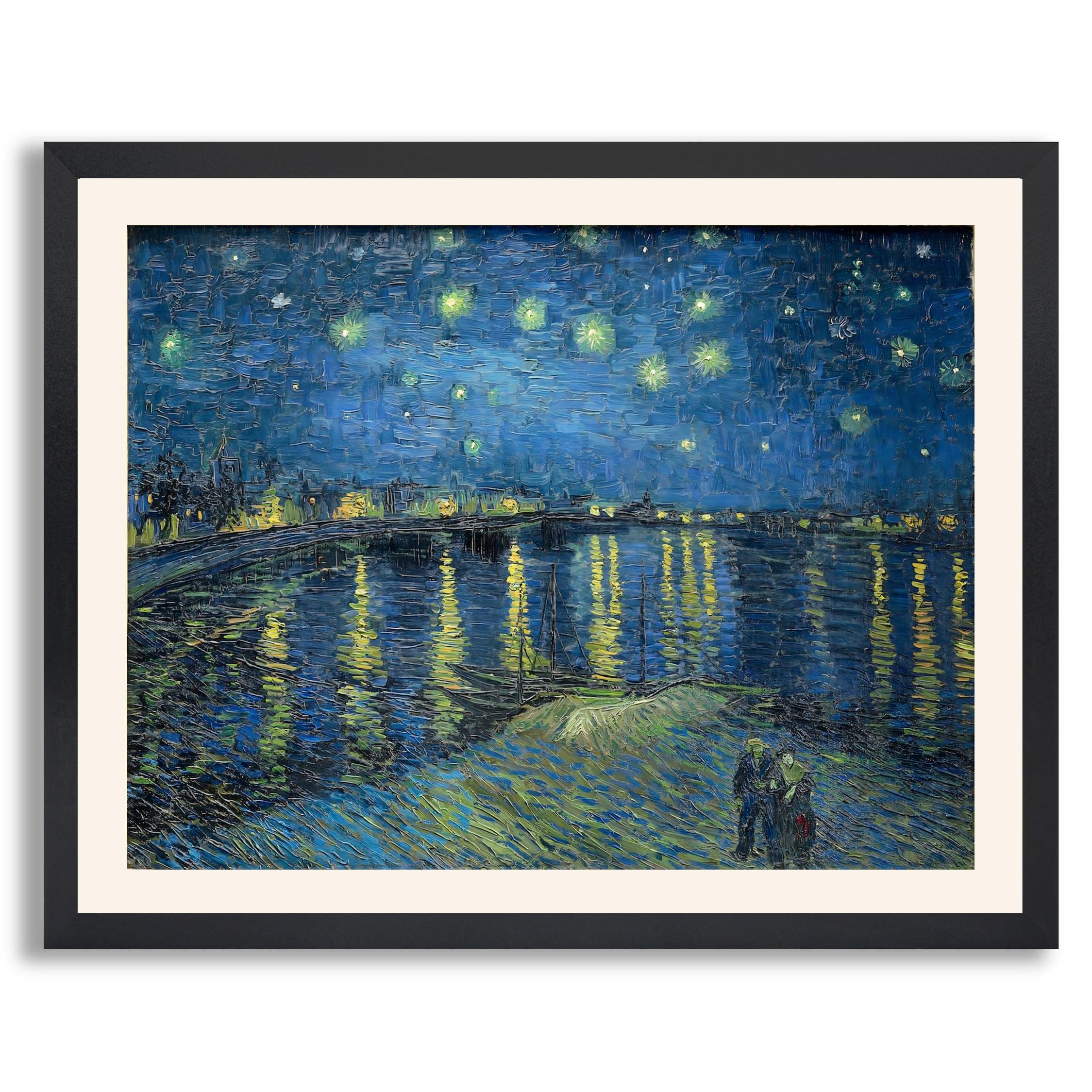 Starry Night Over The Rhone by Vincent Van Gogh - Framed Impressionist Art Print | High-Quality Painting Reproduction in Wood Frame | Wall Decor for Living Room, Bedroom & Office | Perfect Gift for Art Lovers & Home Decor