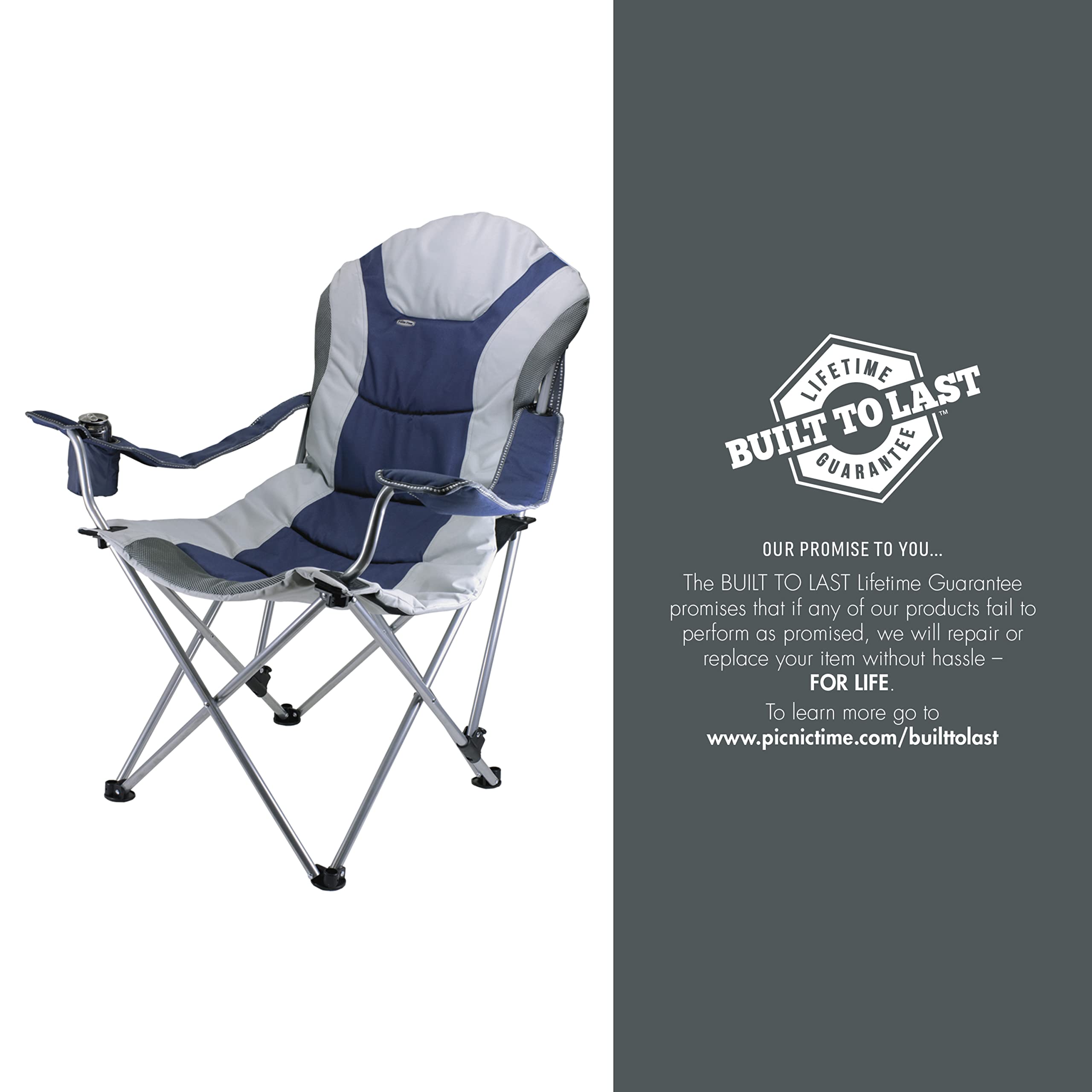 PICNIC TIME NFL Reclining Camping Chair for Adults - Portable Beach Sports Chair with Carry Bag - Perfect for Football Games, Outdoor Camping & Beach Relaxation