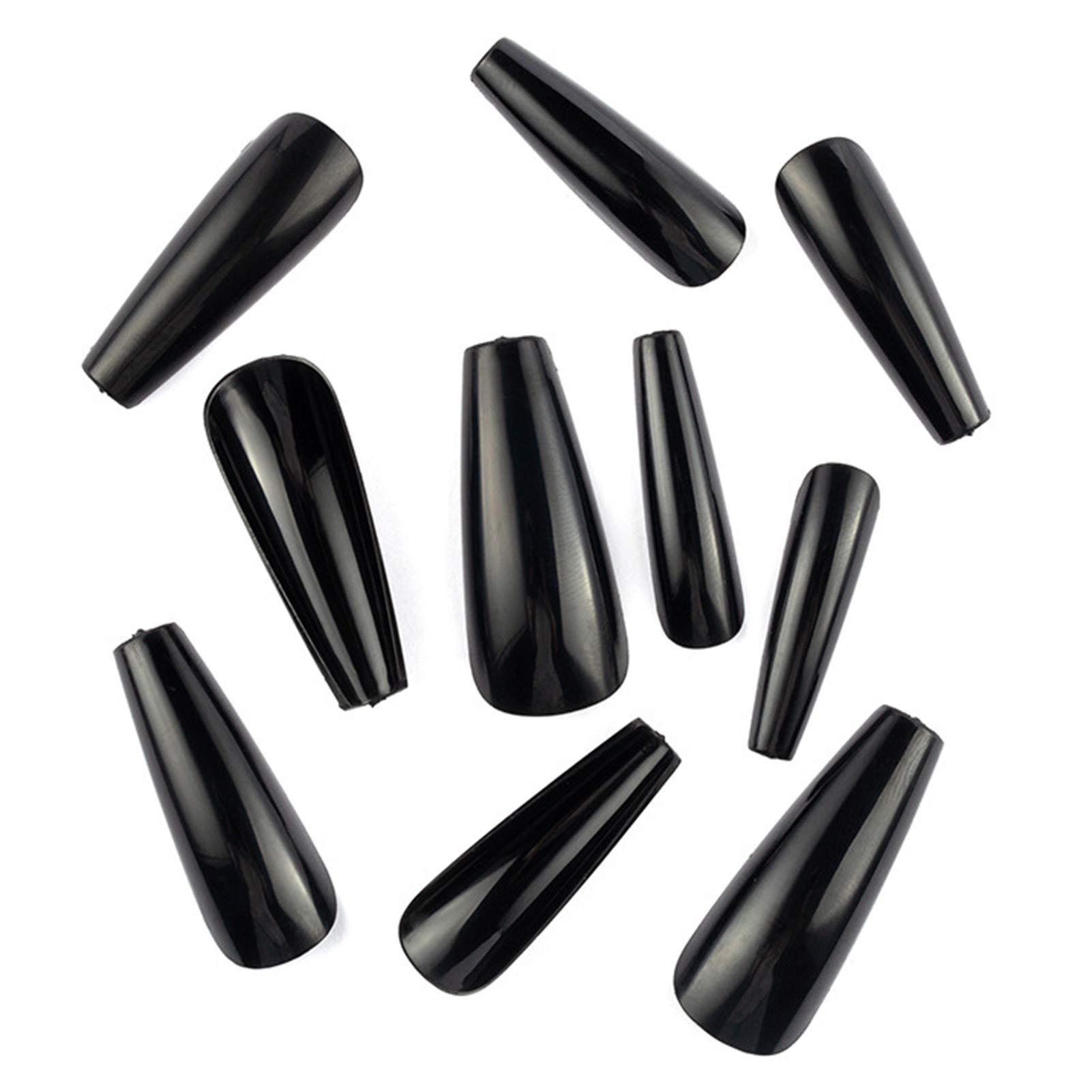 100 Pcs/Box Full Cover Long Press Coffin False Nails - Matte Ballerina Artificial Nails Tips in Pure Colors for Salon, Home Manicure & Party Events