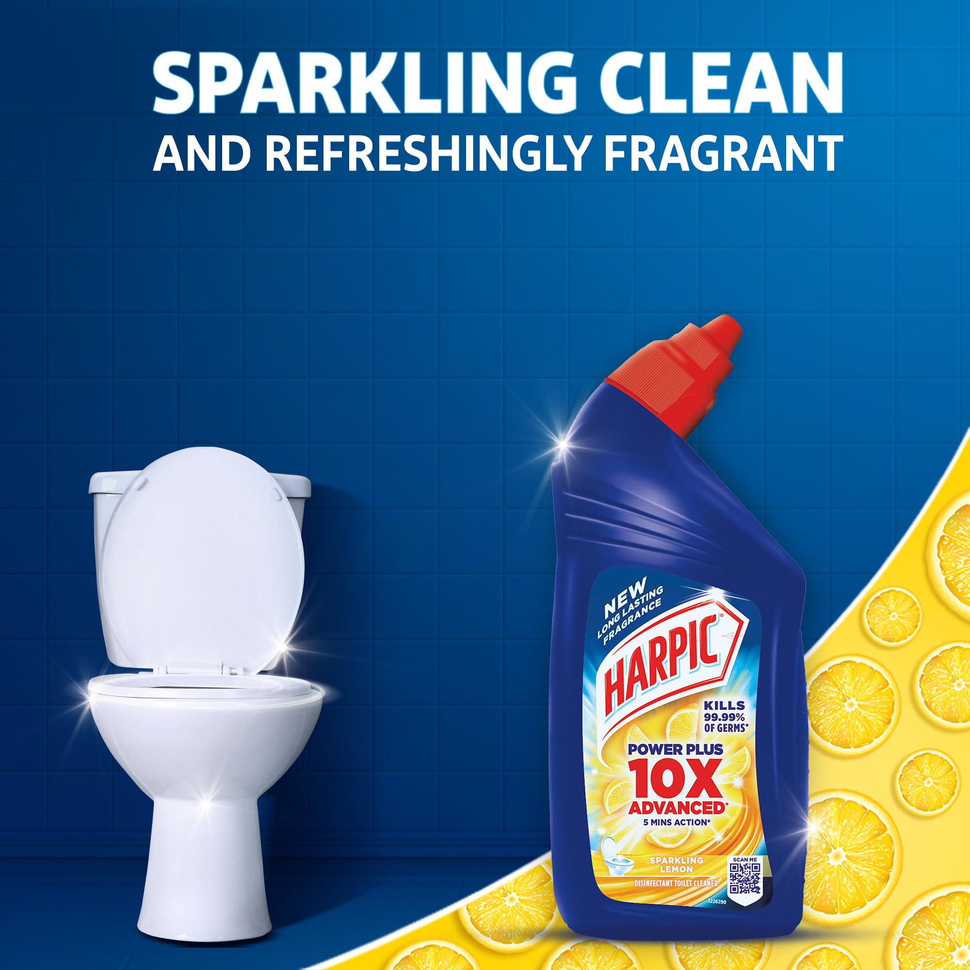 Harpic 500ml Lemon Scent Toilet Bowl Cleaner - Powerful Disinfectant Liquid for Bathroom & Restroom Cleaning | Fresh Citrus Fragrance | Ideal for Homes, Hotels & Public Restrooms