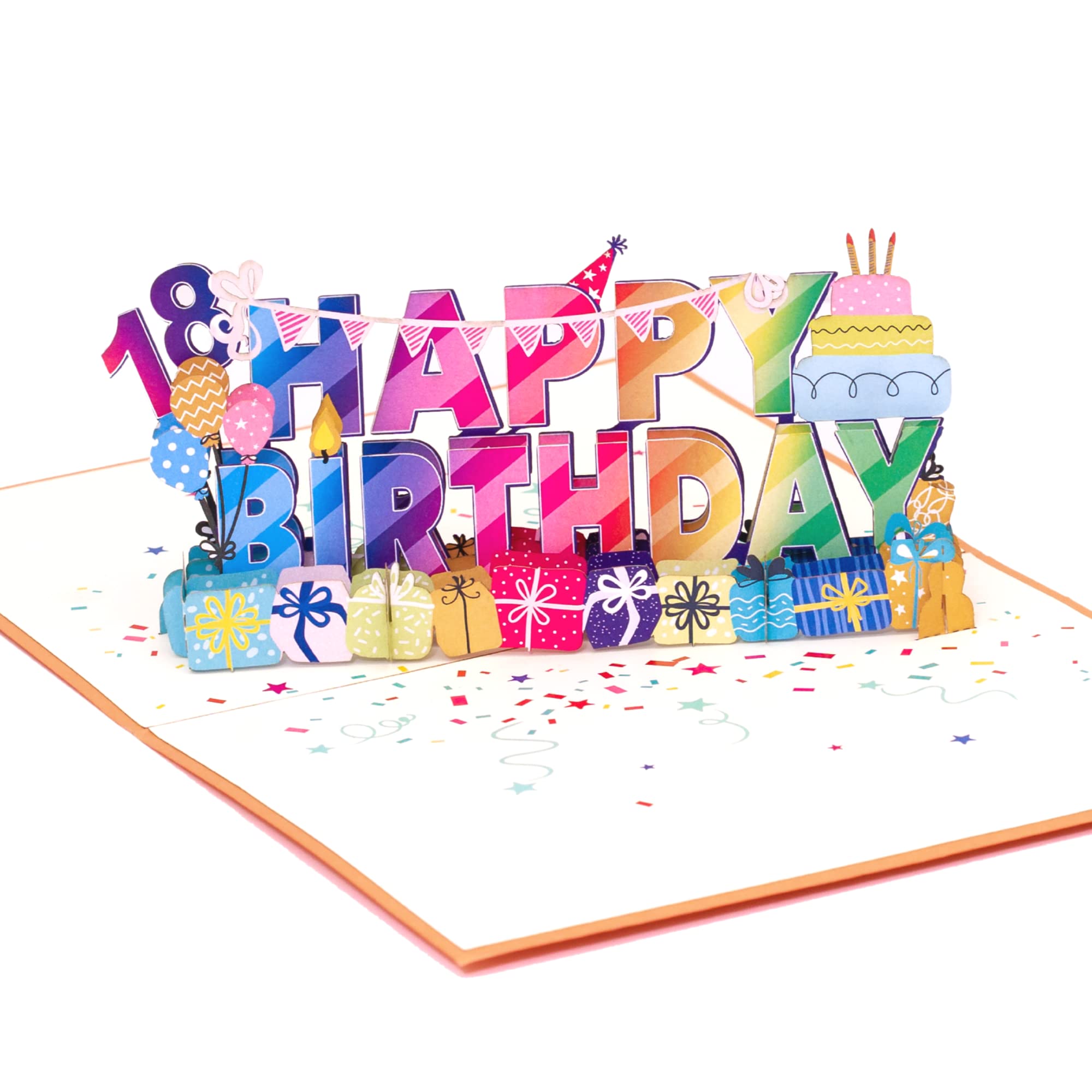 Rykamia 3D Pop Up Birthday Card for 18th Birthday - Unique Handmade Greeting Card for Daughter, Son, Granddaughter, Niece or Nephew - Perfect 18 Year Old Gift Idea for Celebrations & Milestone Memories