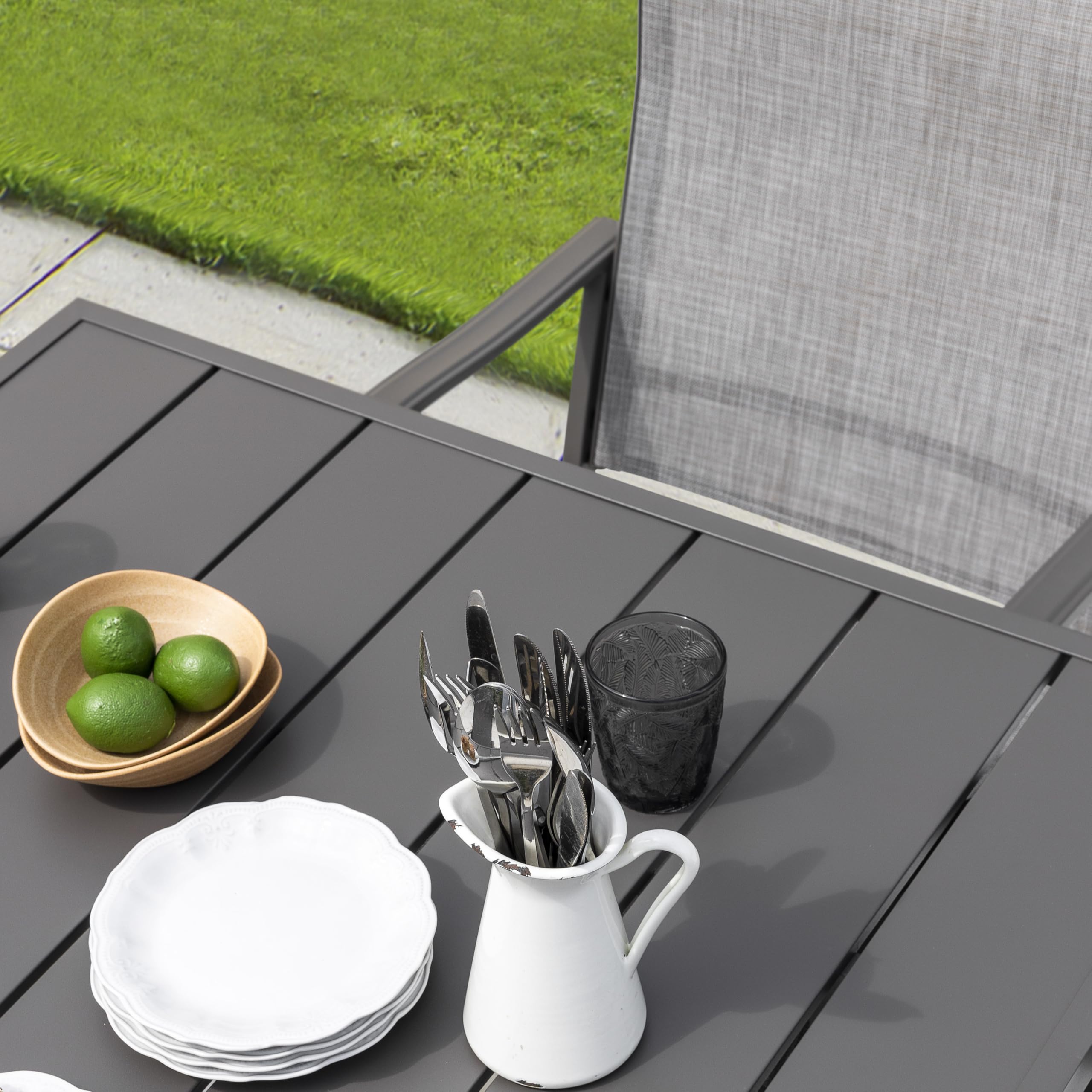NUU GARDEN 5-Piece Outdoor Patio Dining Set with Square Table & 4 Textilene Chairs - Perfect for Backyard, Garden, Poolside & Outdoor Entertaining | Includes 1.57