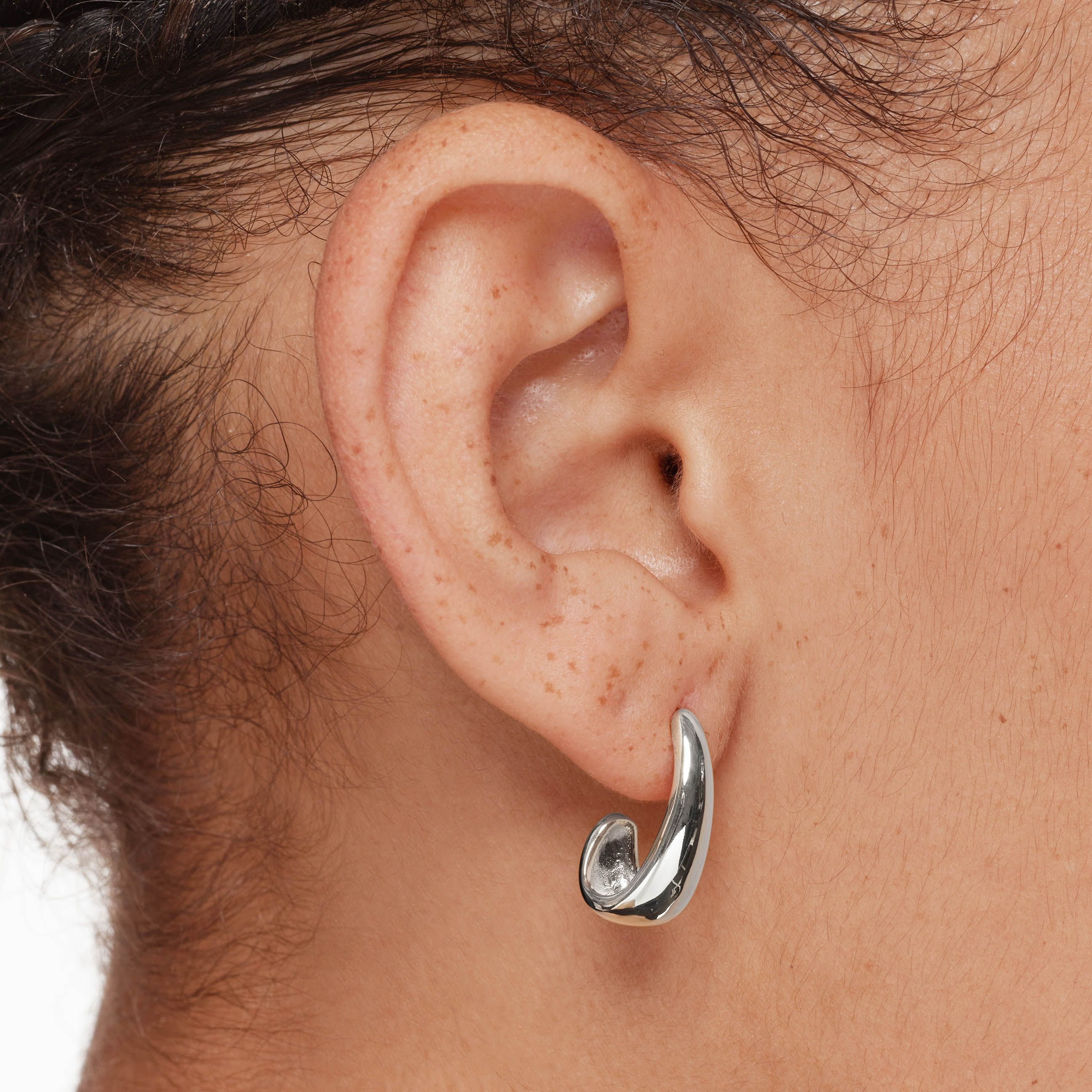 Silver Dome Half Hoop Stud Earrings for Women - Minimalist Dainty Everyday Jewelry for Work, Date Night & Special Occasions