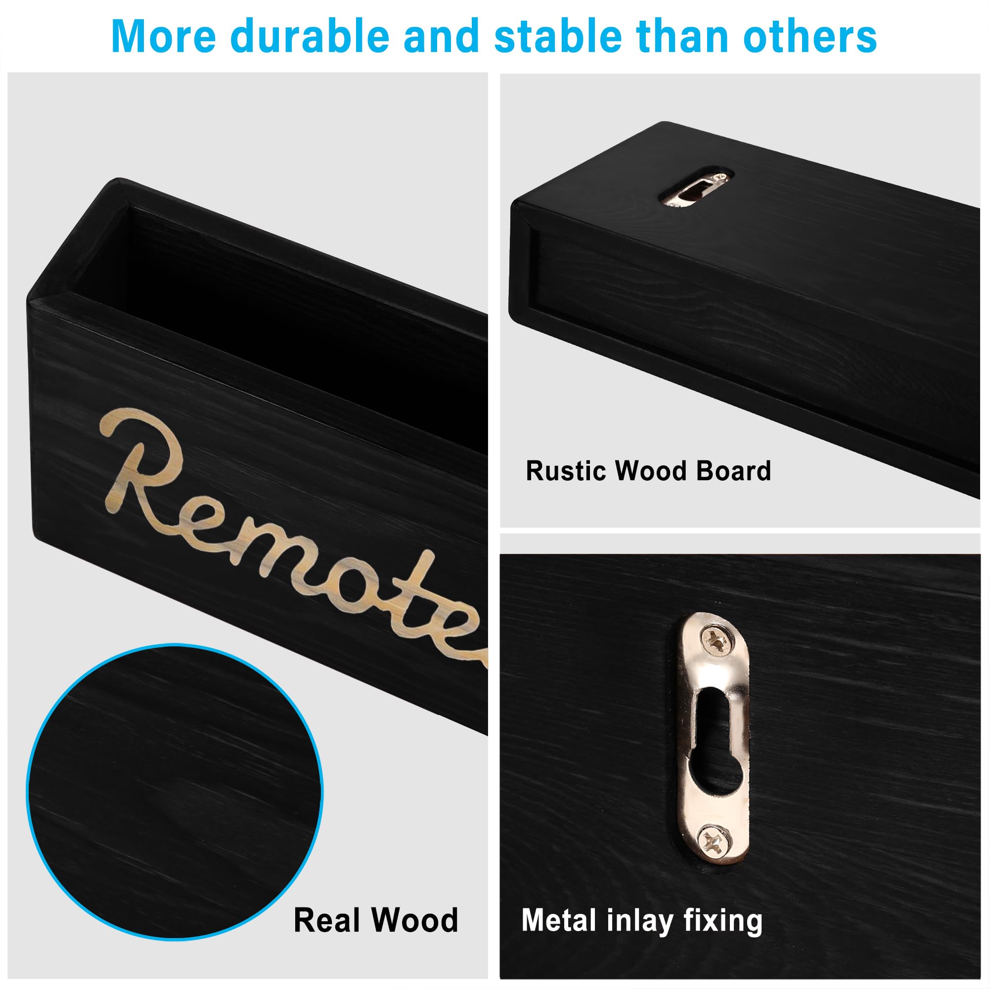 Wall Mount Remote Control Holder - Wooden TV Remote Organizer with Adhesive & Drilling Installation Options | Perfect for Living Room, Bedroom, and Home Theater Organization