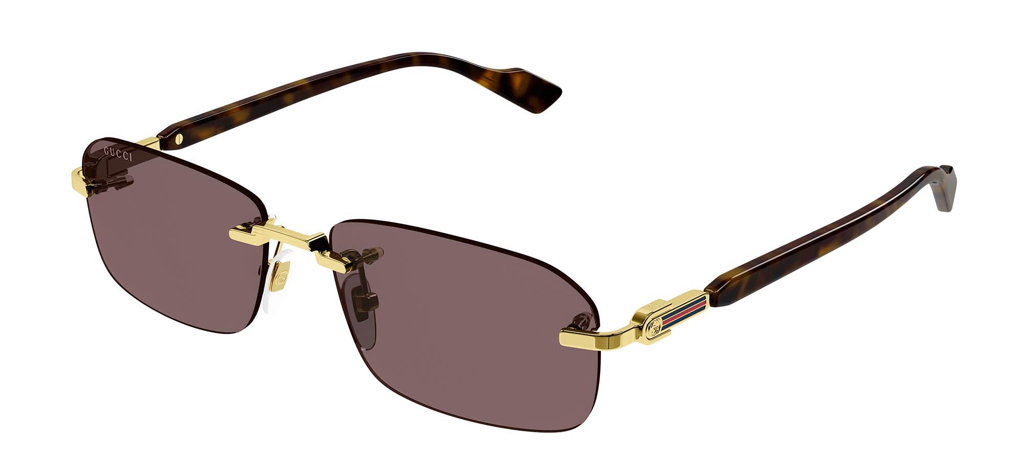 Gucci GG1221S 002 Gold/Brown Rectangular Men's Sunglasses - Polarized UV Protection - Luxury Fashion Accessory for Men - Perfect for Driving, Travel & Outdoor Activities