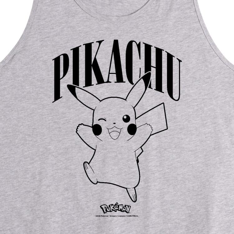HYBRID APPAREL Men's Pokémon Pikachu Jersey Tank Top - Lightweight Breathable Gym & Casual Wear for Fans