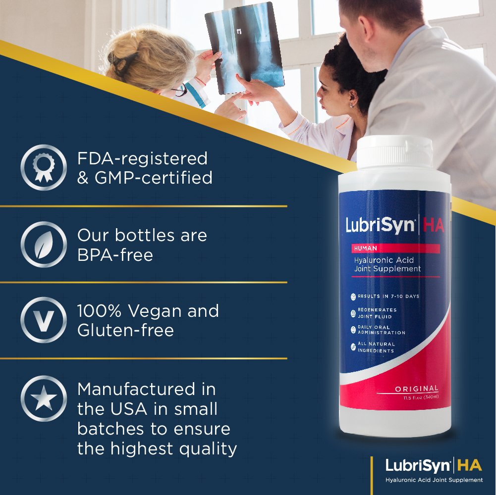 LubriSynHA Human Joint Supplement - All-Natural High-Molecular Weight Hyaluronic Acid for Joint Support | Vegan, Made in USA | Promotes Healthy Joint Function for Men & Women | Ideal for Active Lifestyles, Sports & Daily Mobility
