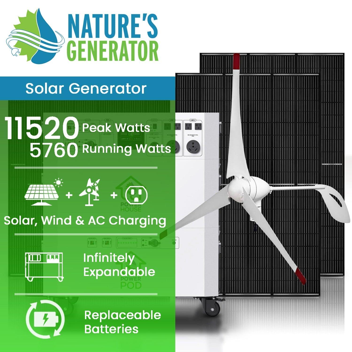 Nature's Generator Powerhouse Platinum WE System - Portable Solar Power Generator for Home, Camping & Emergency Backup - Clean Energy Solution for Off-Grid Living & Outdoor Adventures