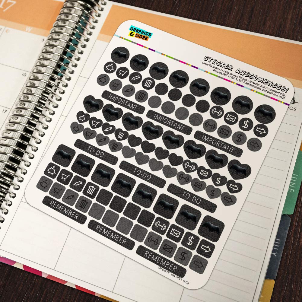 Justice League Batman Logo Planner Stickers - 50pcs Scrapbooking Decorative Stickers for Bullet Journals, DIY Crafts, and School Supplies - Perfect for Scrapbooks, Planners, and Gift Wrapping