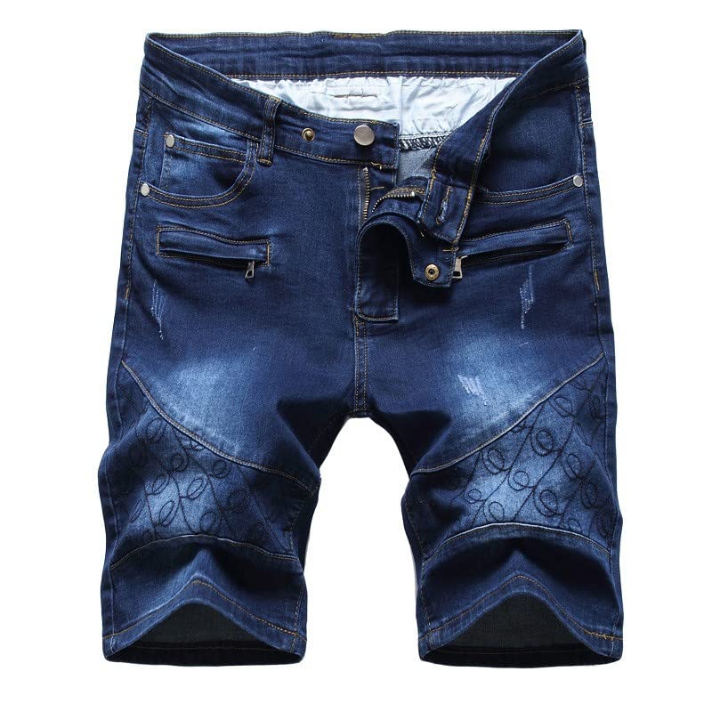 Men's Distressed Denim Shorts - Ripped Washed Straight Knee Length Patchwork Jean Shorts for Summer | Casual Wear, Street Style, Beach Outfits