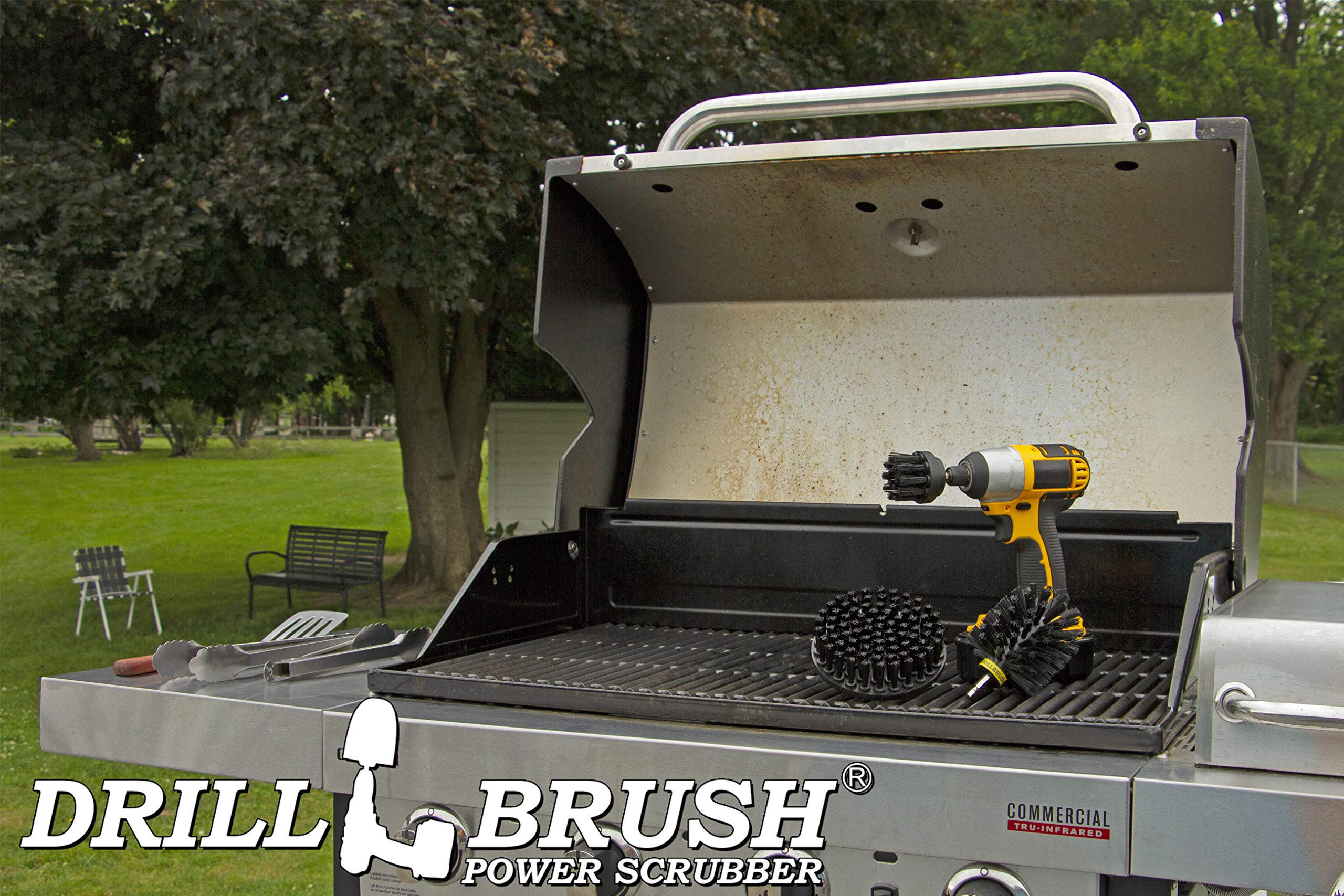 **Industrial Electric Spin Scrubber - Heavy-Duty Cleaning Brush for Grills, Griddles & Concrete - No Wire Nylon Bristles for Oil, Rust & Paint Removal - Perfect for BBQ, Kitchen & Outdoor Cleaning**