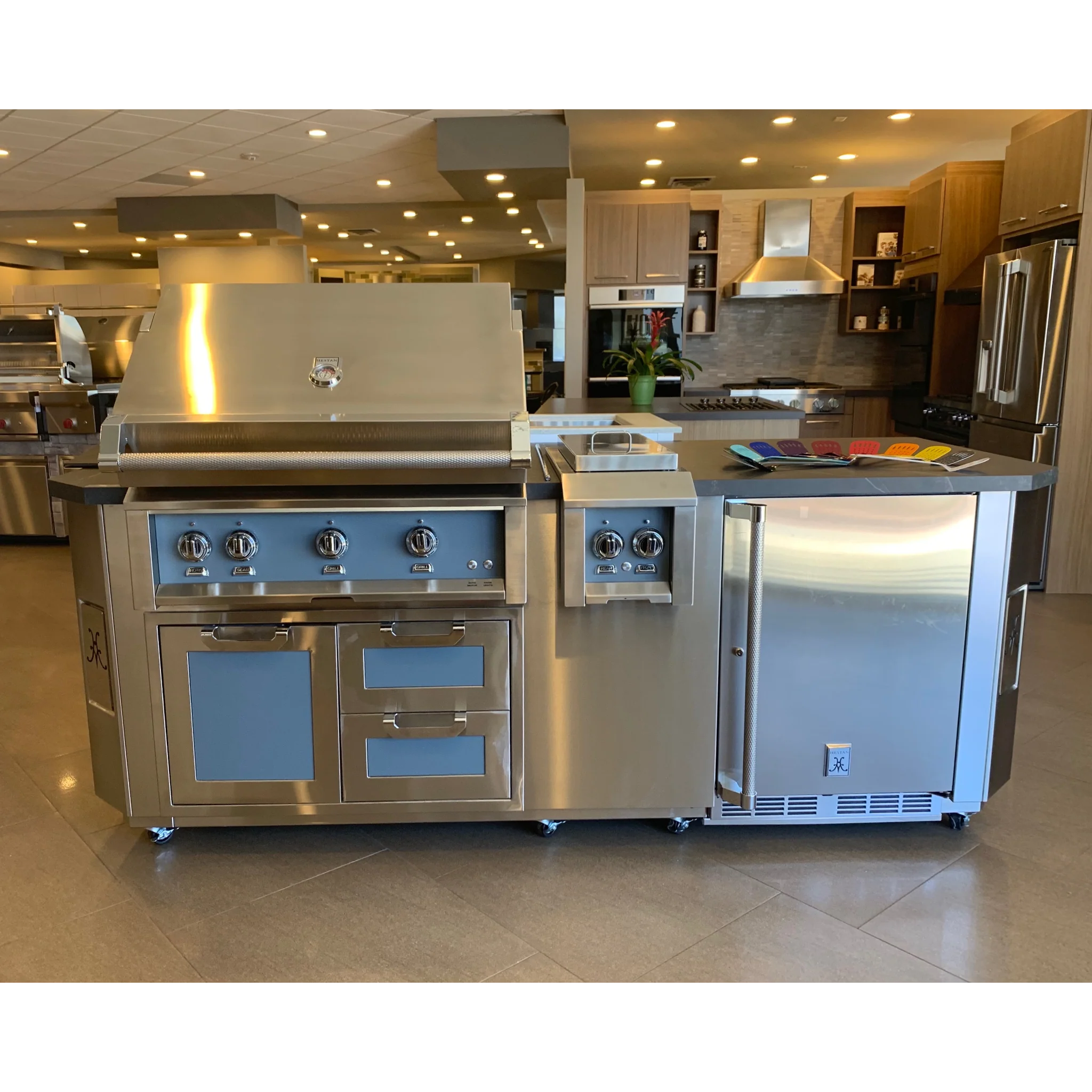 Hestan 8 Ft. GE Series Kitchen Island with Side Burner Cutout - Stainless Steel Commercial Grade Prep Table (Model GES08) - Perfect for Restaurant Kitchen, Catering Business & Home Chef Cooking Station