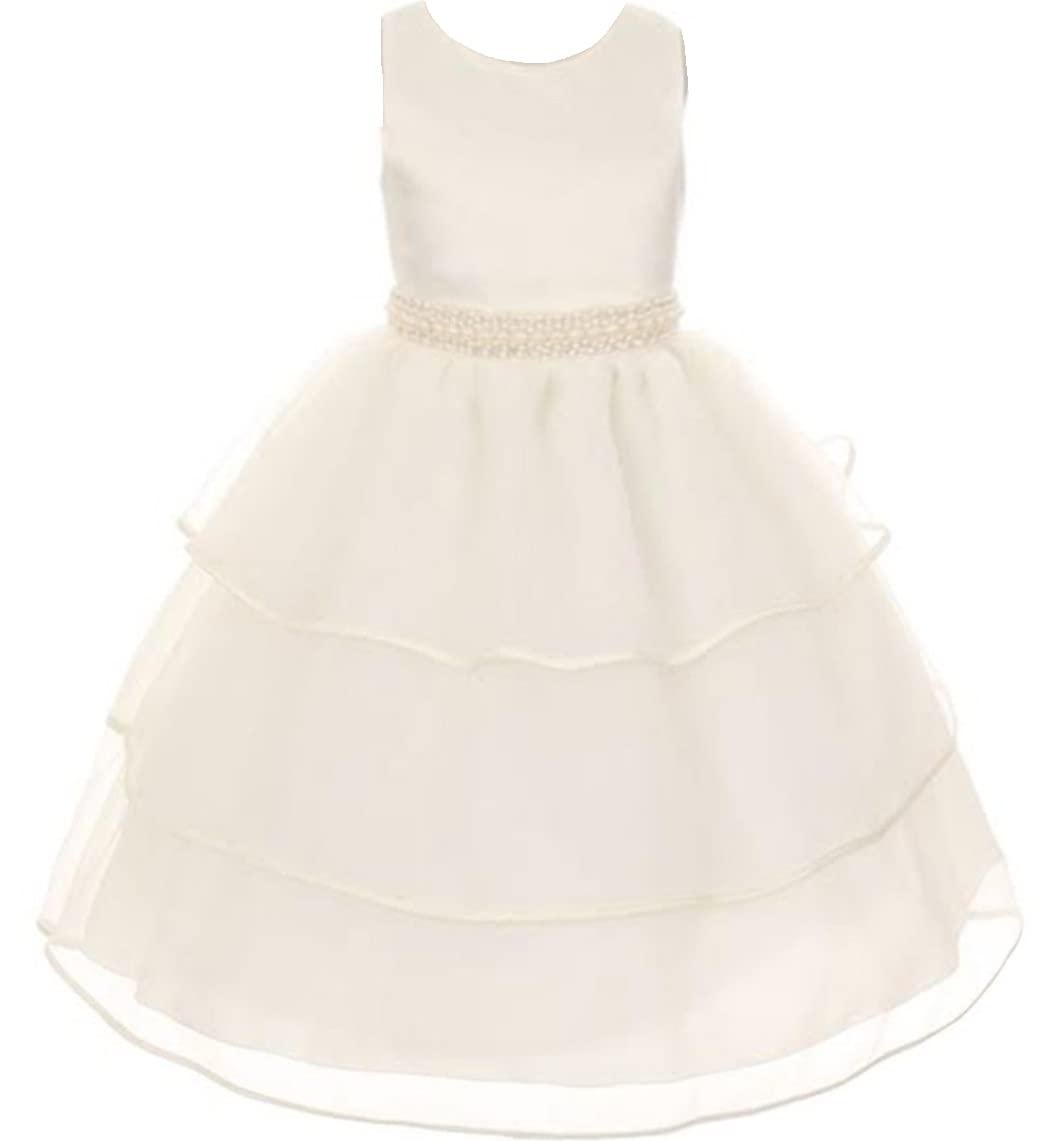 AkiDress Elegant Tulle and Satin Flower Girl Dress for Toddlers - Perfect for Weddings, Birthday Parties & Special Occasions