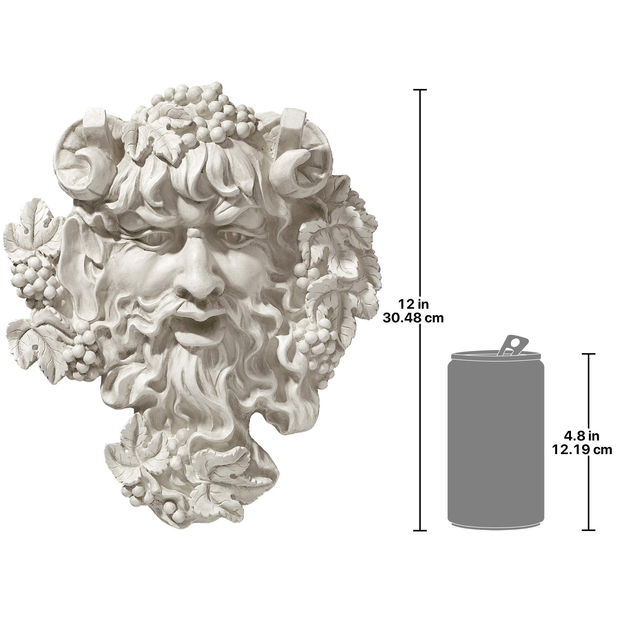 Design Toscano Bacchus Grape Harvest Wine Greek Greenman Face Wall Sculpture - 12 Inch Medium Cast Stone Resin Statue with Antique Finish | Home Décor, Garden Art, Wine Cellar Decoration