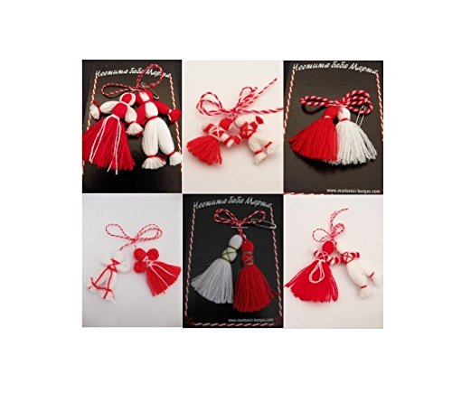 Kim & Co Set of 6 Handmade Bulgarian Martenitsa Bracelets - Traditional Red & White Woven Charm Bracelets for Good Luck & Spring Celebration - Perfect for Bulgarian Festivals, Gift Giving & Cultural Events
