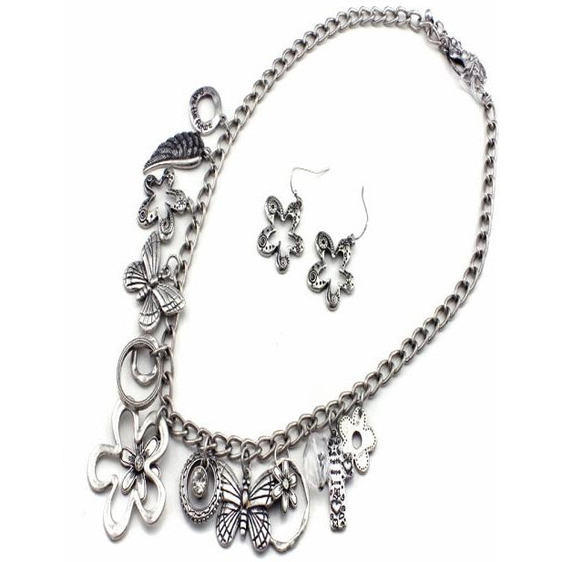 Elegant Flower & Butterfly Necklace Set for Women - Sterling Silver Jewelry Gift for Her - Perfect for Weddings, Anniversaries & Special Occasions