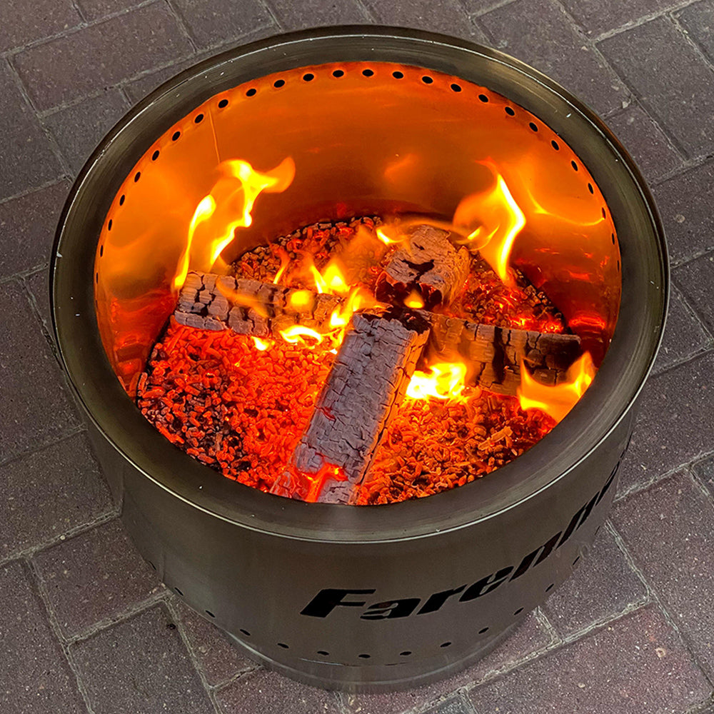 Fahrenheit Flare 17.5 Inch Smokeless Fire Pit - Silver Outdoor Fire Pit for Backyard, Patio, Camping & Beach - Portable Fire Pit with Spark Screen & Carry Bag