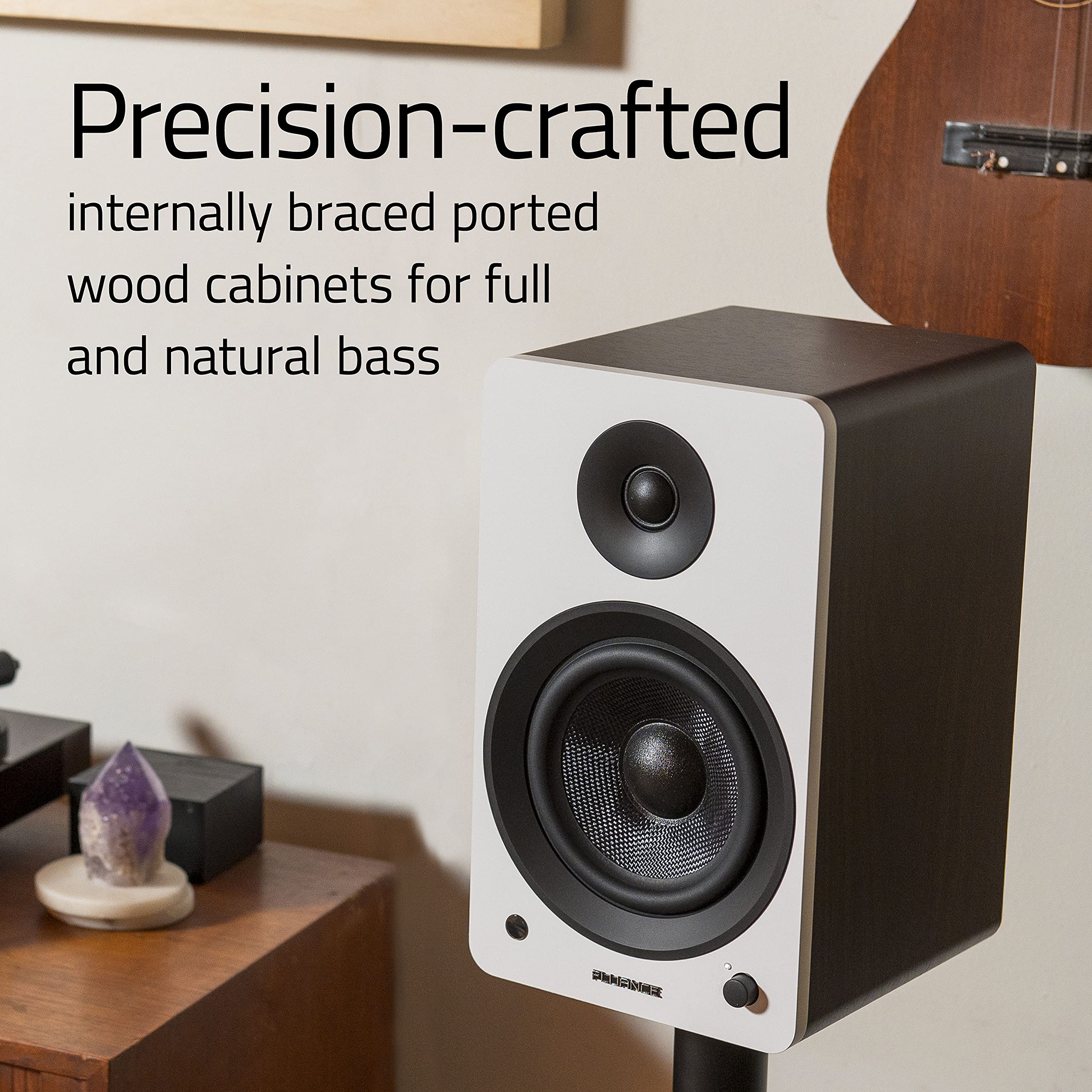 Fluance Ai61 Lucky Bamboo Powered 2.0 Stereo Bookshelf Speakers - 6.5