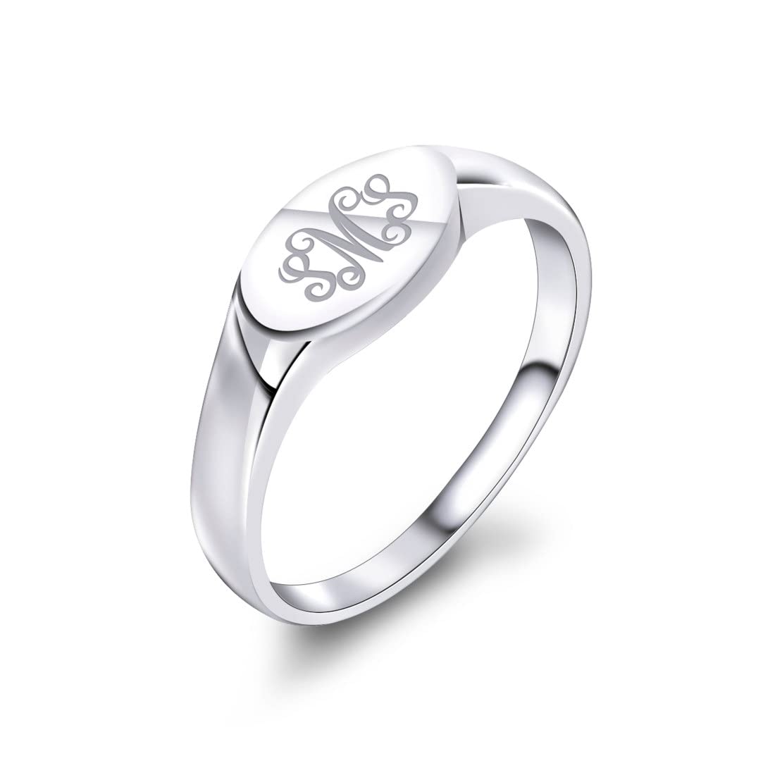 Best Friend Rings for Women - Personalized Engraved Sterling Silver Heart Promise Rings with Initial Letter & Monogram - Cute Custom Name Signet Pinky Rings for Teens & Girls - Perfect for Anniversaries, Valentine's Day Gifts & Friendship Tokens