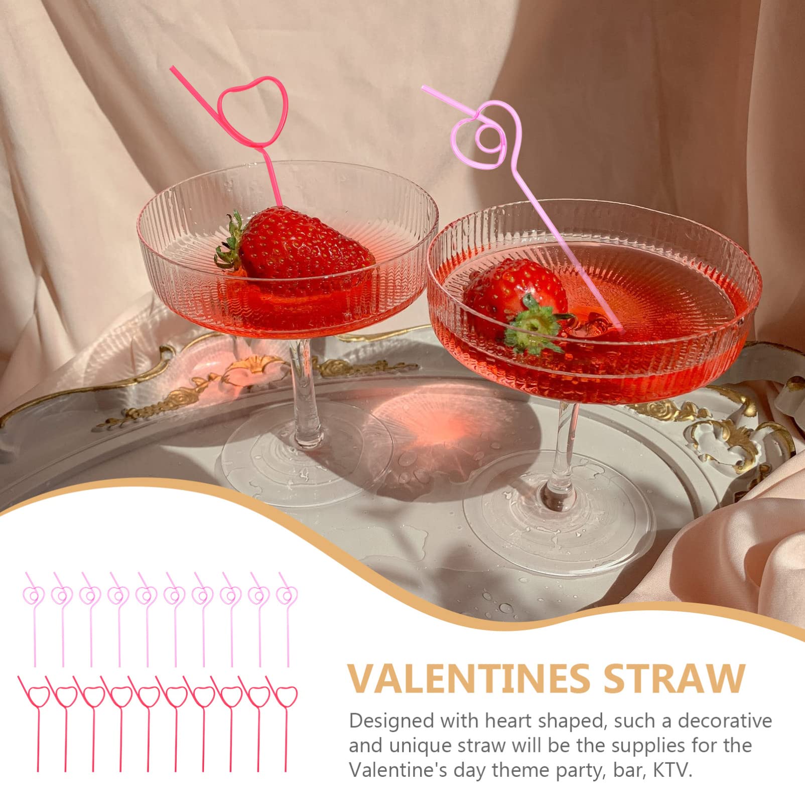 DOITOOL 40pcs Heart Shaped Valentine's Day Straws - Decorative Bendable Drinking Straws for Juice, Coffee, Tea, Beverages - Perfect for Anniversaries, Parties, Weddings & Romantic Celebrations