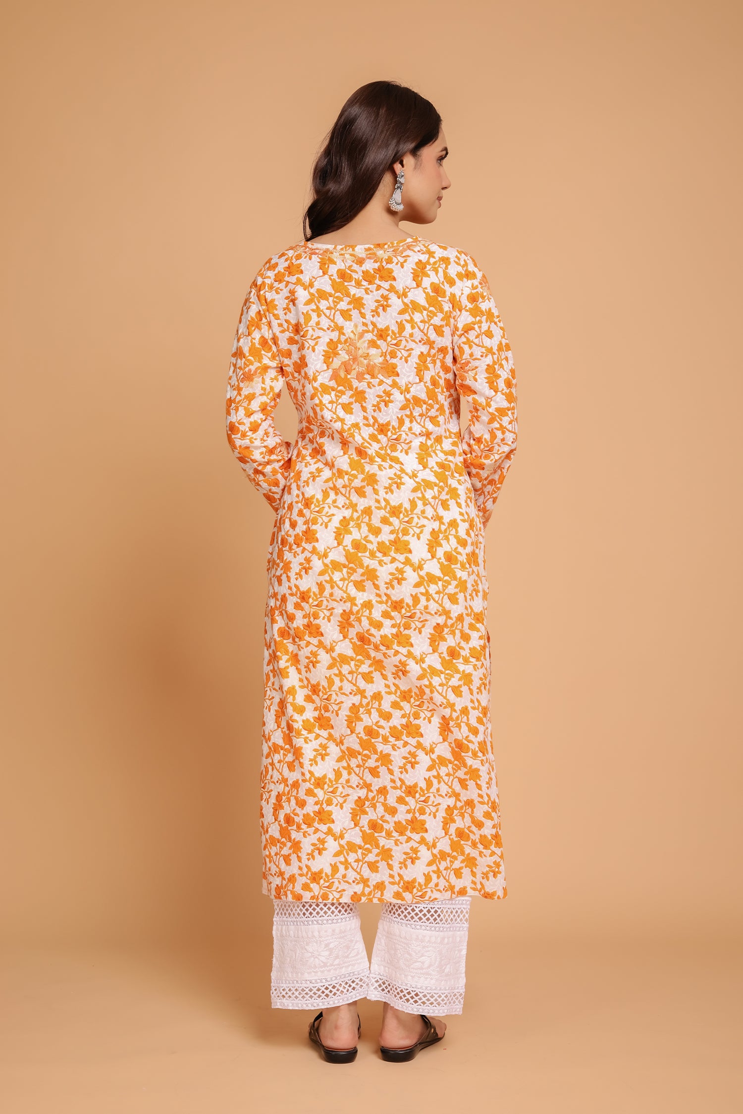 Elegant Saba Chikankari Kurta - Soft Mul Cotton Yellow Printed Indian Tunic Top for Women | Perfect for Festivals, Weddings & Casual Wear