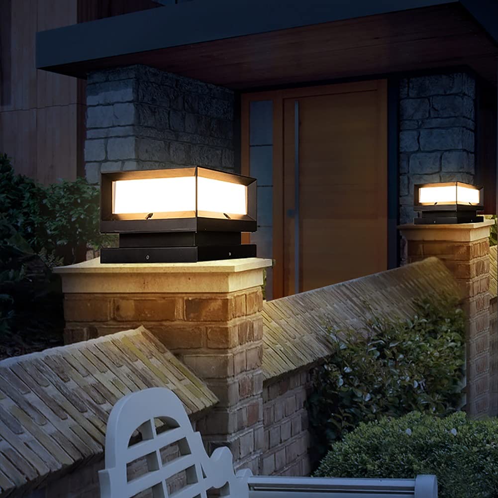 Waterproof Outdoor Deck Post Lights - Solar Powered Pillar Cap Lighting for Fence, Patio, Garden & Pathway - Decorative Landscape Lighting for Backyard, Driveway & Walkway at Night