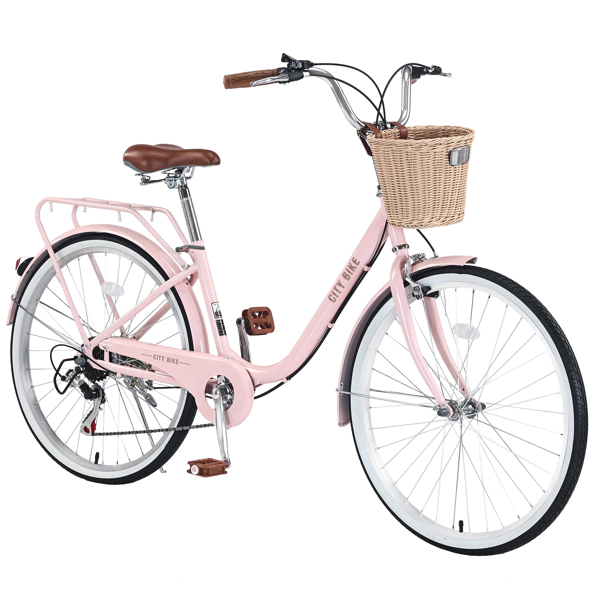 22/26 Inch Women's Beach Cruiser Bike - 7-Speed Hybrid City Bicycle for Women & Men, Commuter Bike for Adults, 4 Color Options - Perfect for Beach Rides, City Commuting & Leisure Cycling