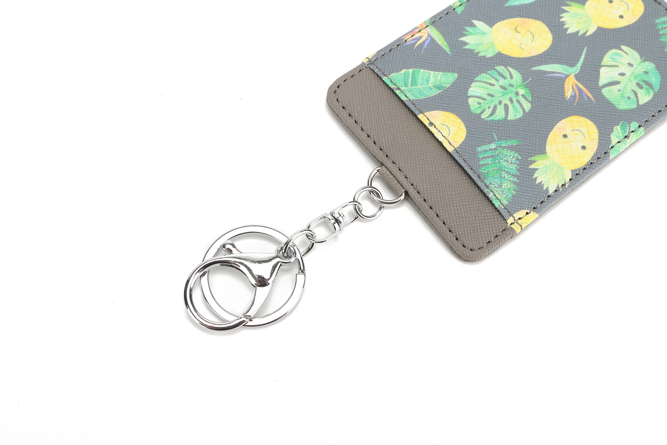 April Pineapple Monstera Grey Card Holder - Slim RFID Blocking Wallet for Credit Cards & ID - Perfect for Travel, Work, and Everyday Use