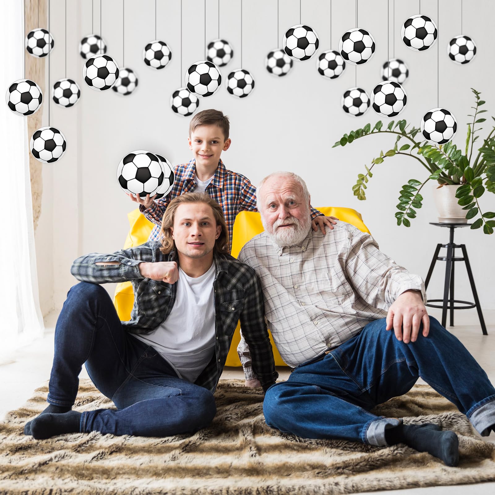 AnyDesign 50Pcs Soccer Ball Paper Cutouts - Football Party Decorations, Bulletin Board Supplies with 100 Glue Dots - Perfect for Sports Birthday Parties, Classroom Decor & Soccer Theme Events