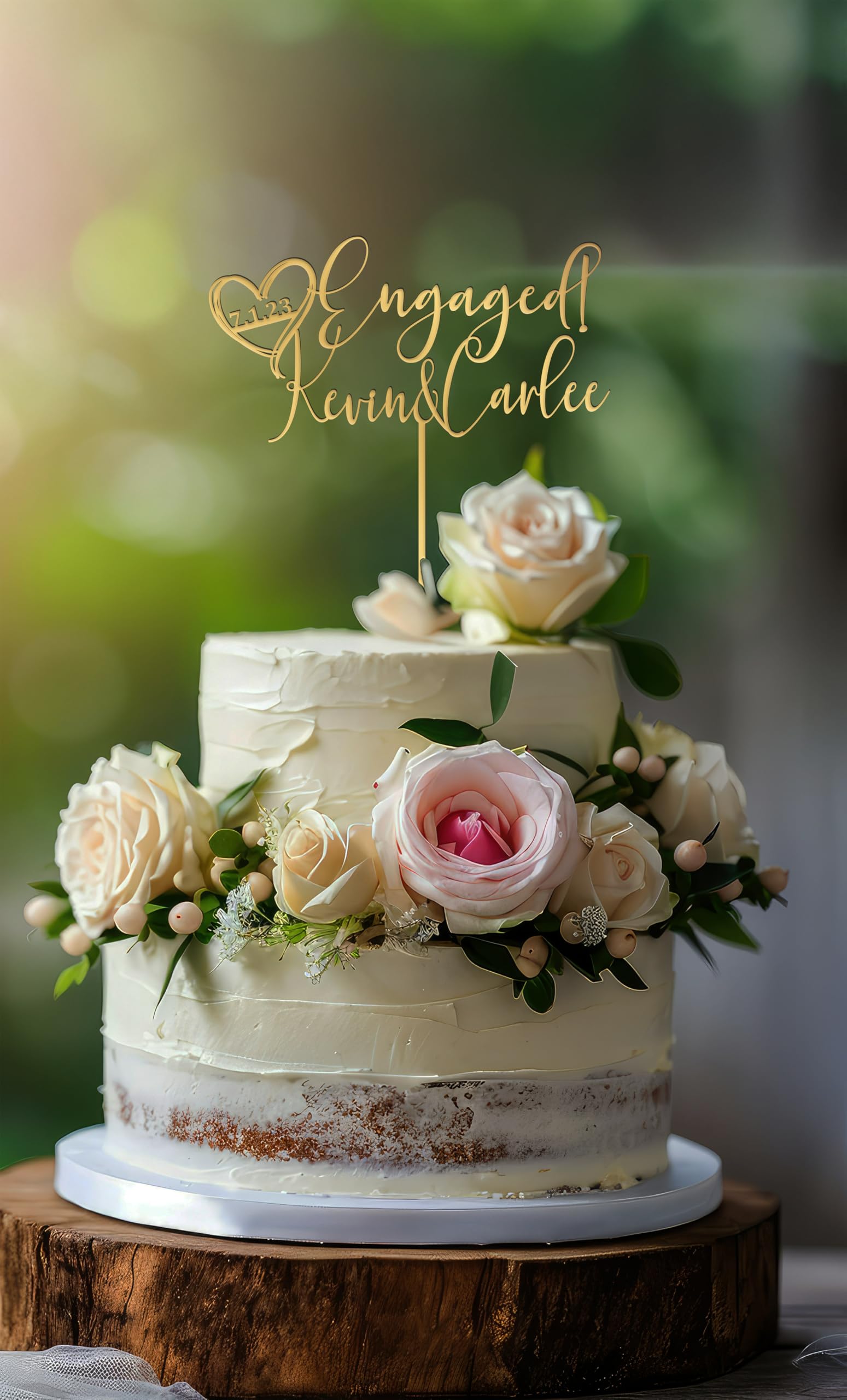 Rustic Engagement Cake Topper - 'We're Engaged' Wedding Cake Decoration for Bridal Showers & Engagement Parties | Perfect for Anniversary Celebrations & Romantic Couple Photos