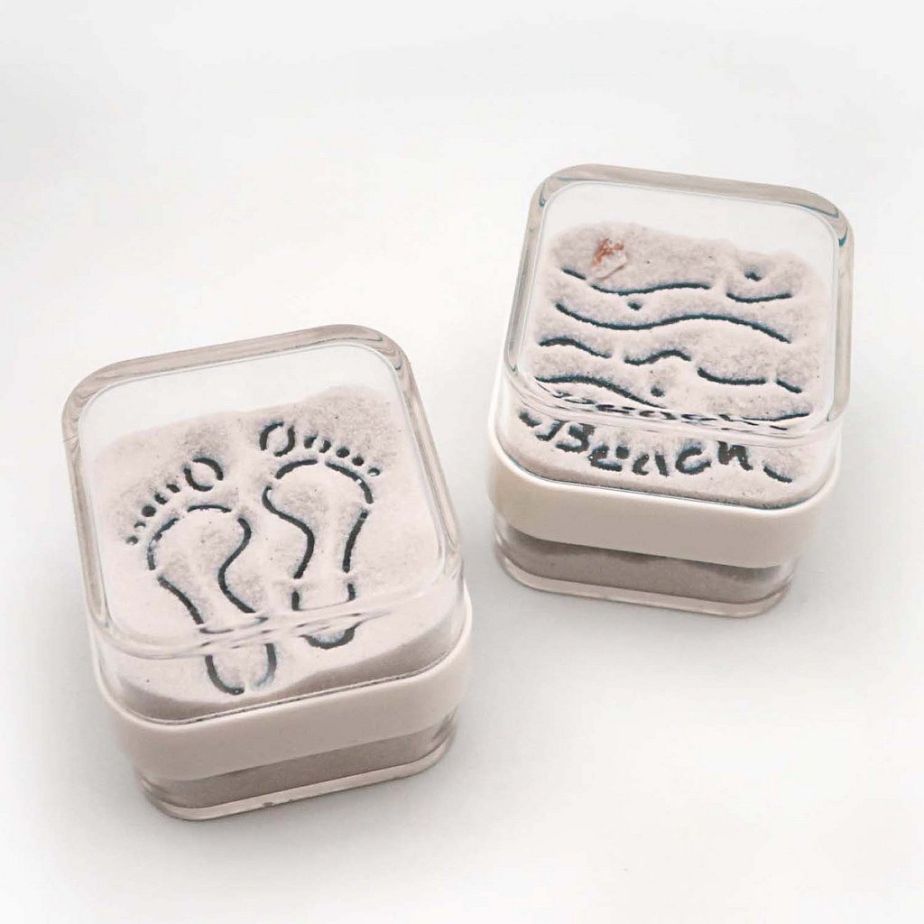 2-1/8 Inch Sand & Shells Paperweight Cube with Beach Wave & Footprint Patterns - Real Beach Sand Inside - Perfect Desk Decor for Office, Home & Beach-Themed Gifts