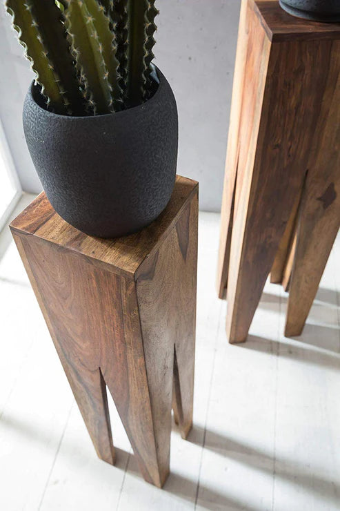 Gfine Solid Sheesham Wood Nesting Tables Set of 3 - Stackable Side Tables for Living Room, Bedroom, or Office Decor