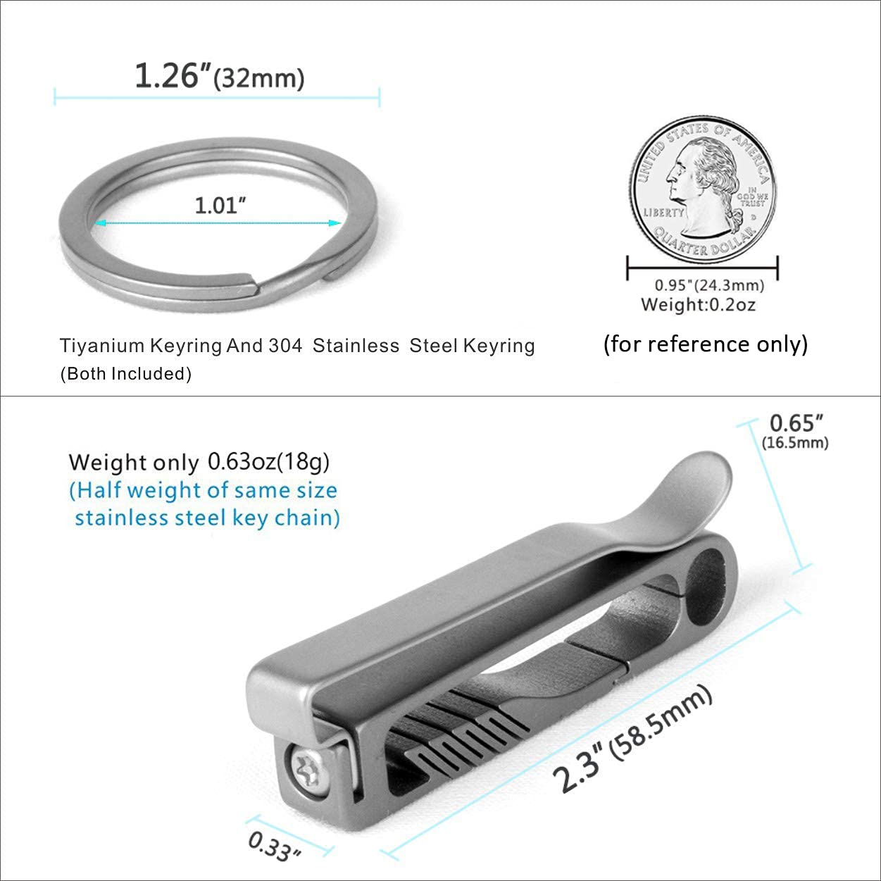 Titanium Quick Release Keychain Holder with D Ring - Heavy Duty Belt Key Organizer for Police, Security & Outdoor Enthusiasts | Perfect for Work, Hiking & Everyday Carry (BK1)