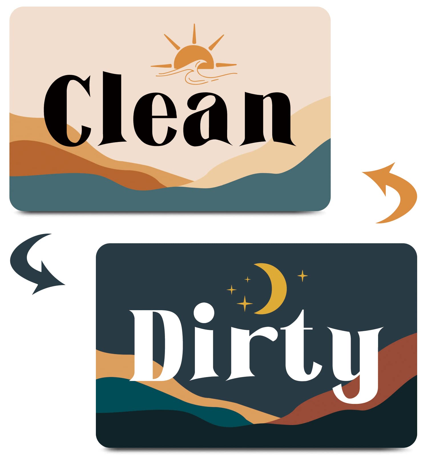 Funny Boho Cartoon Clean Dirty Dishwasher Magnet - Universal Kitchen Flip Sign Indicator for Refrigerator, Dishwasher & Laundry - Cute Home Decor Accessories for Mother's Day Gift | Perfect for Kitchens, Offices & Dorm Rooms