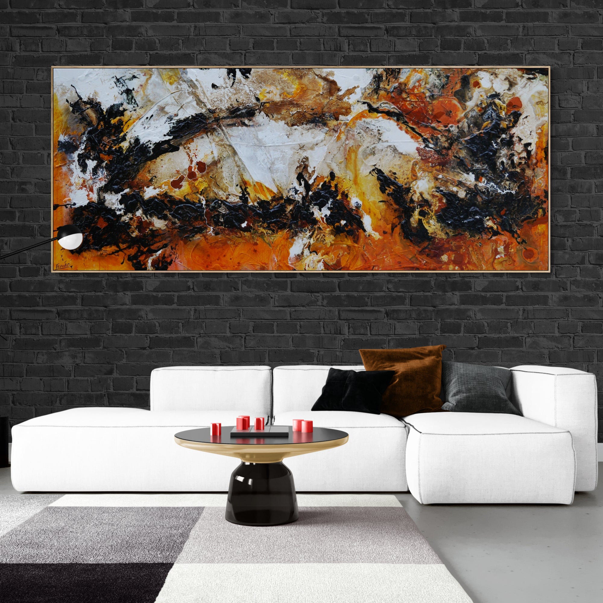 240cm x 100cm Modern Abstract Canvas Painting - Rustic Oxide Texture Wall Art for Living Room, Bedroom & Office Decor | Large Contemporary Artwork