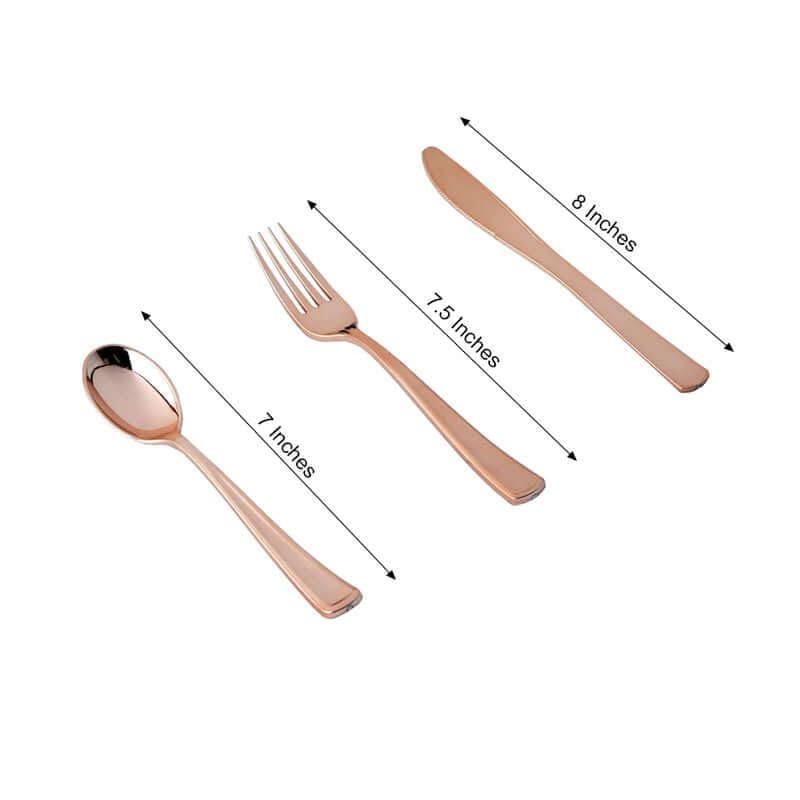 Efavormart 30-Pack Rose Gold Disposable Plastic Silverware Set - Heavy Duty 7