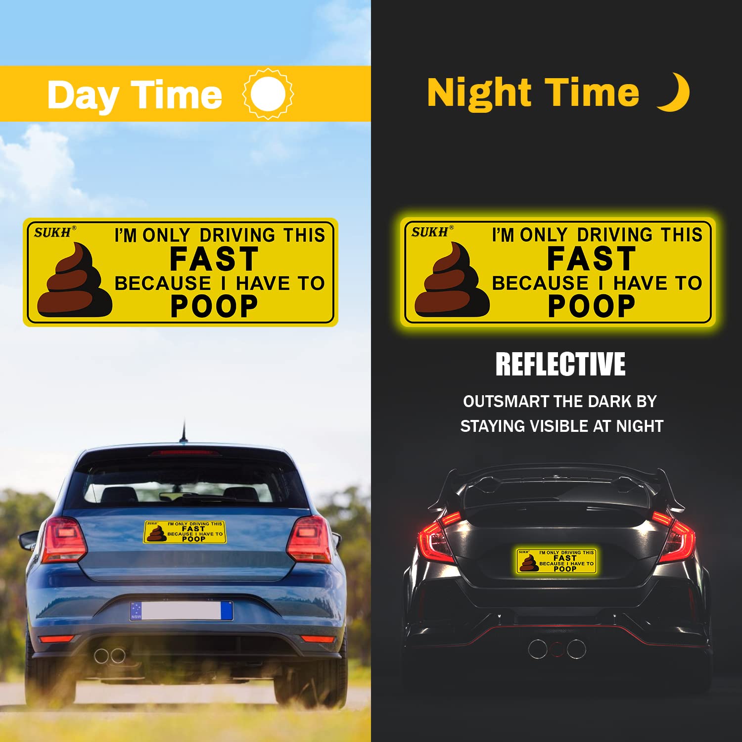 Funny Magnetic Bumper Sticker - 'I'm Only Driving This Fast Because I Have to Poop' | Hilarious Car Magnet for Jokes & Pranks | 1 Pack | Perfect for Gag Gifts, Road Trips, and Prank Lovers
