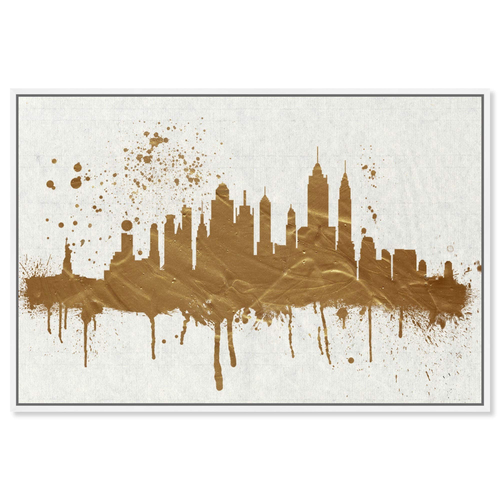 Gold NY Skyline Wall Art Canvas Print - Modern Cityscape Decor for Living Room, Office & Bedroom | Cities and Skylines Collection