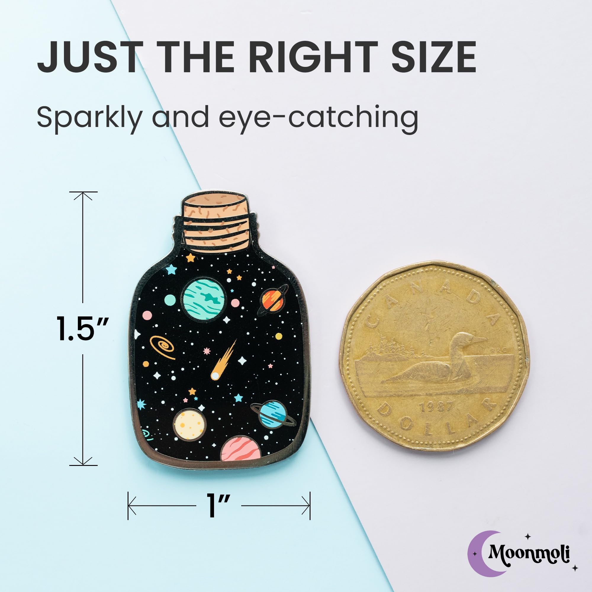 Space Galaxy Jar Stellar Elixir Enamel Pins - Cute Aesthetic Pins for Backpacks, Lapels, Jackets & Hats - 1.5 Inch Tall, 1 Inch Wide - Secure Backing, Durable & Practical - Perfect for Gifts, Collecting & Fashion Accessories