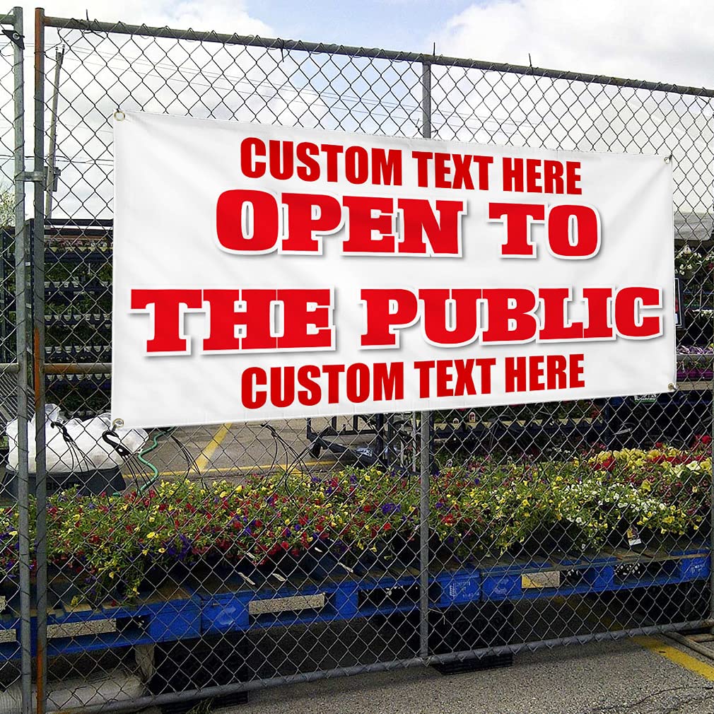 Custom Vinyl Banner - Weatherproof Outdoor Business Sign with 8 Grommets | Personalized Text | Multiple Sizes (48x96 Inches) | Perfect for Store Openings, Yard Sales & Industrial Advertising