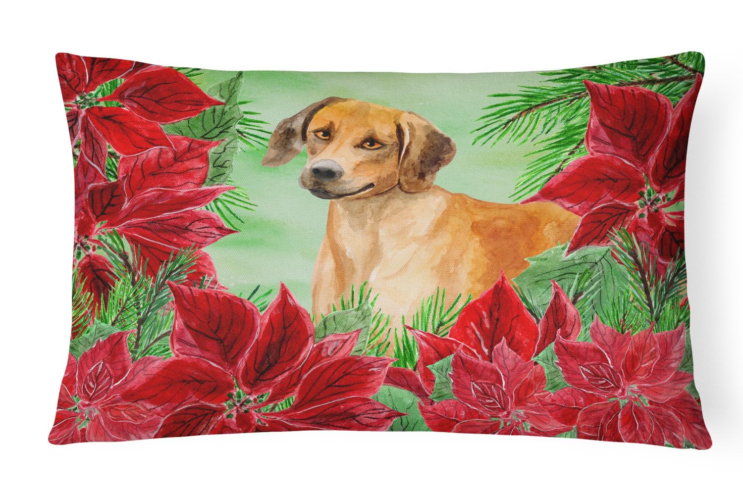 Rhodesian Ridgeback Poinsettas Decorative Throw Pillow - 100% Machine Washable Indoor/Outdoor Cushion for Sofa, Bed & Patio | Perfect for Living Room, Porch & Dog Lover Home Decor