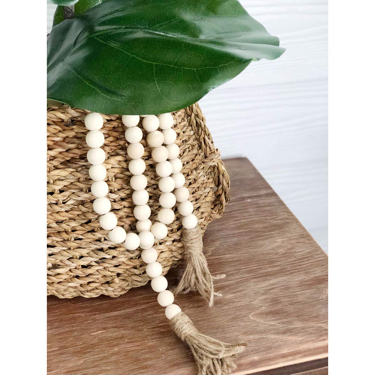 Rustic Wood Bead Tassel Garland - Farmhouse Wall Hanging Decor for Nursery, Kids Room & Prayer Beads | Boho Chic Home Accent for Baby Shower, Wedding & Country Style Interior Design