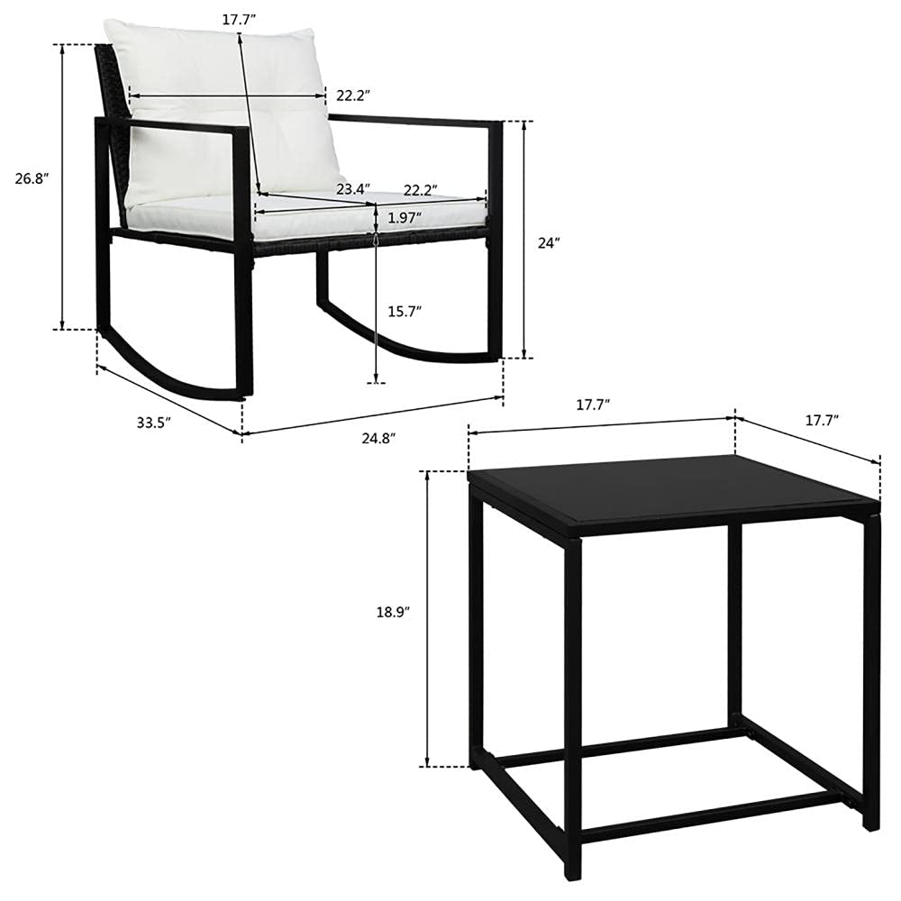 **Heavy Duty Outdoor Rocking Chair with Cushion - Ergonomic Camping, Lawn, Beach & Balcony Chair for Adults - White - Perfect for Relaxing, Reading, or Sunbathing**