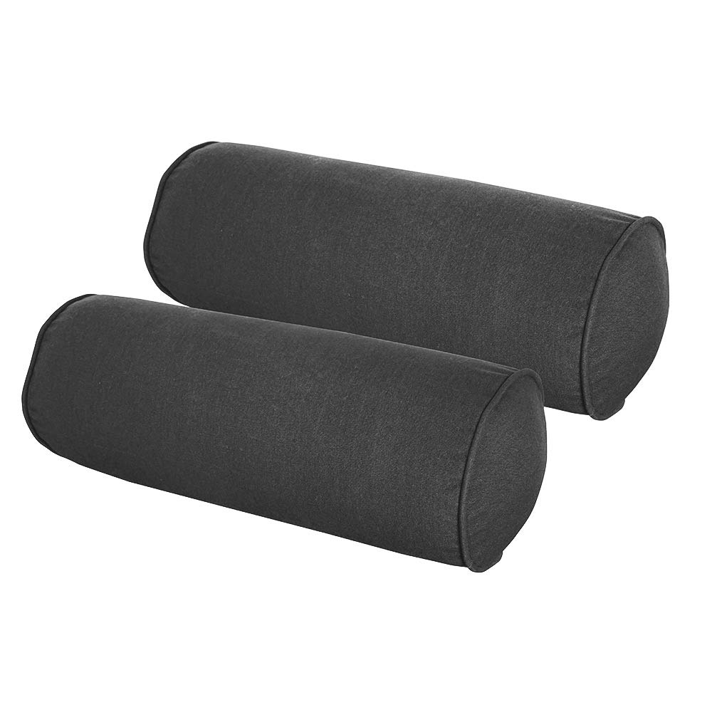 Outdoor Bolster Pillows Set of 2 - 16x6 Inch Round Lumbar Throw Pillows for Patio Furniture, Sofa & Bed - Modern Grey - Perfect for Back Support & Home Decor
